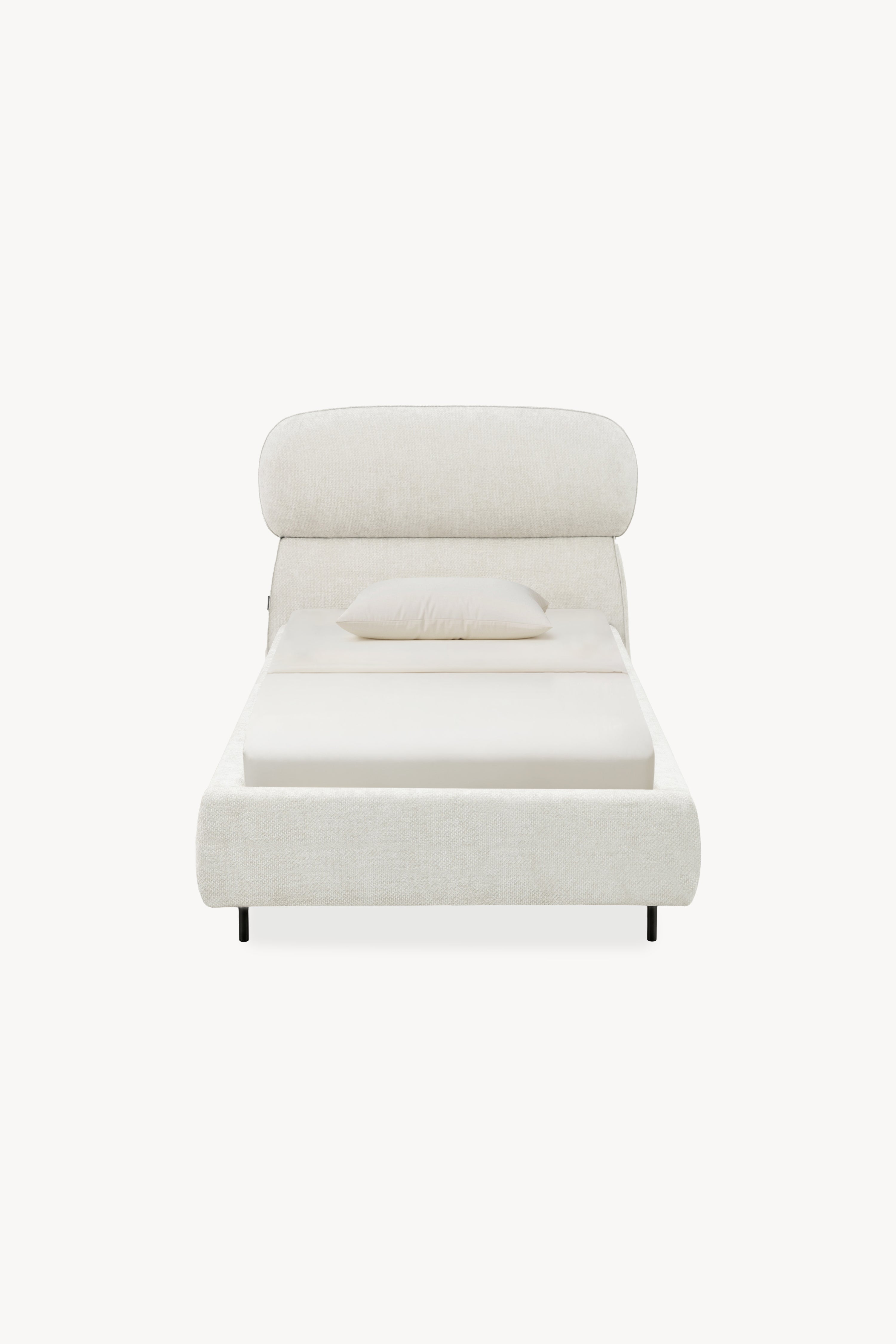 Lit simple rembourré Rossella pour matelas 90x200 cm, Blanc Cendré - Image principale