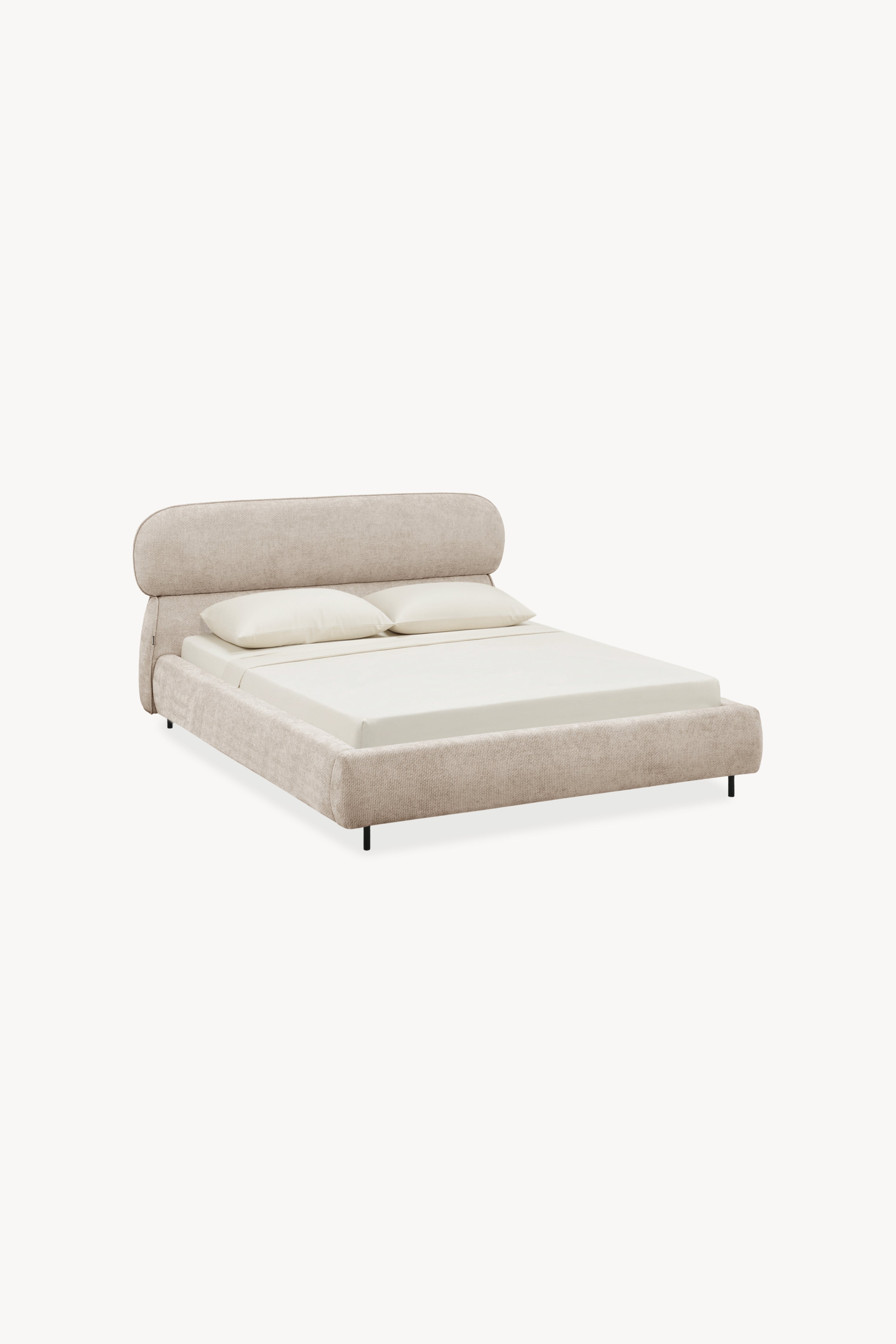 Lit double rembourré Rossella pour matelas 160x200 cm, Sable - Image de détail 1
