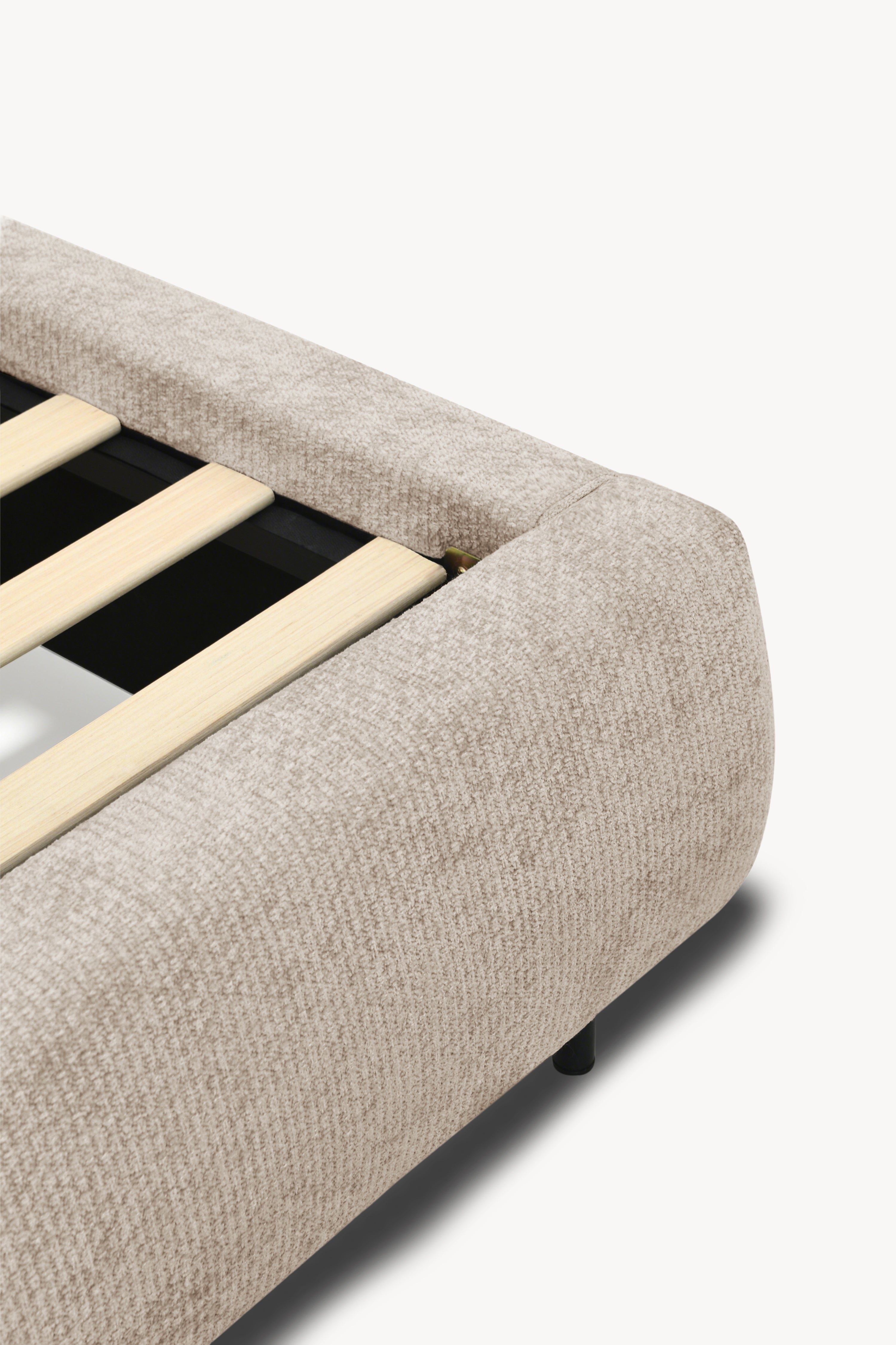 Lit double rembourré Rossella pour matelas 160x200 cm, Sable - Image de détail 2