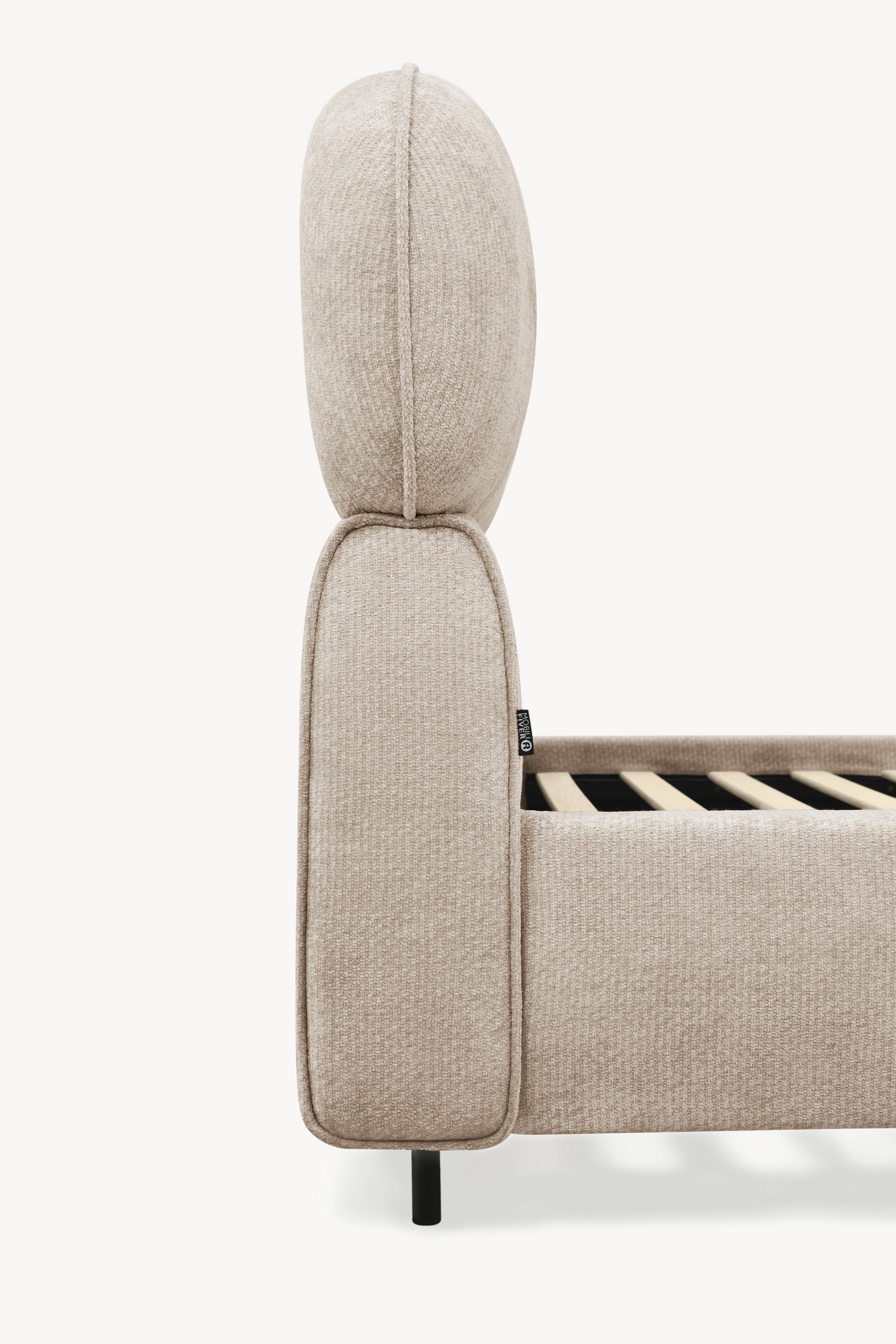 Lit double rembourré Rossella pour matelas 160x200 cm, Sable - Image de détail 3