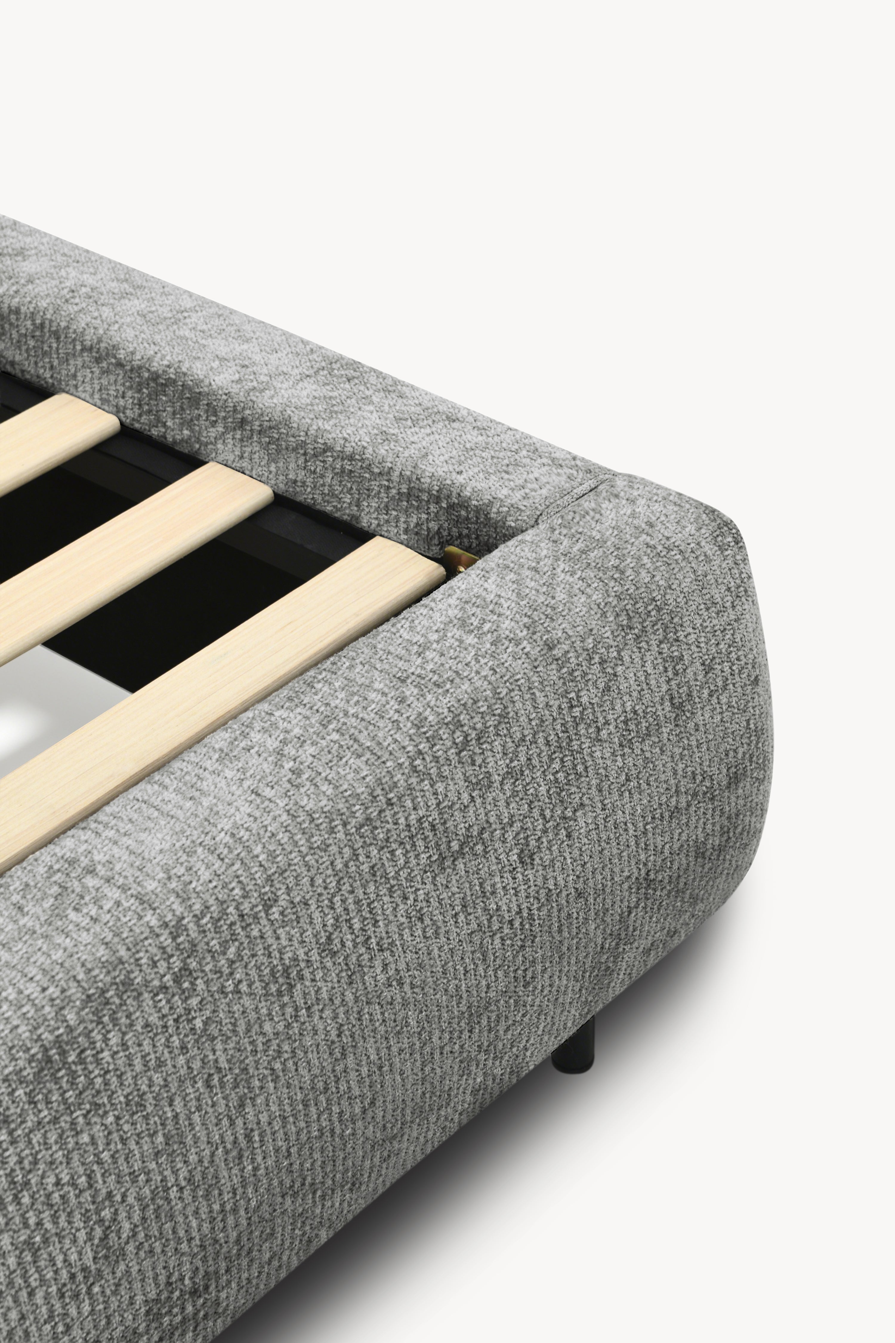 Lit double rembourré Rossella pour matelas 160x200 cm, Gris Pierre - Image de détail 5