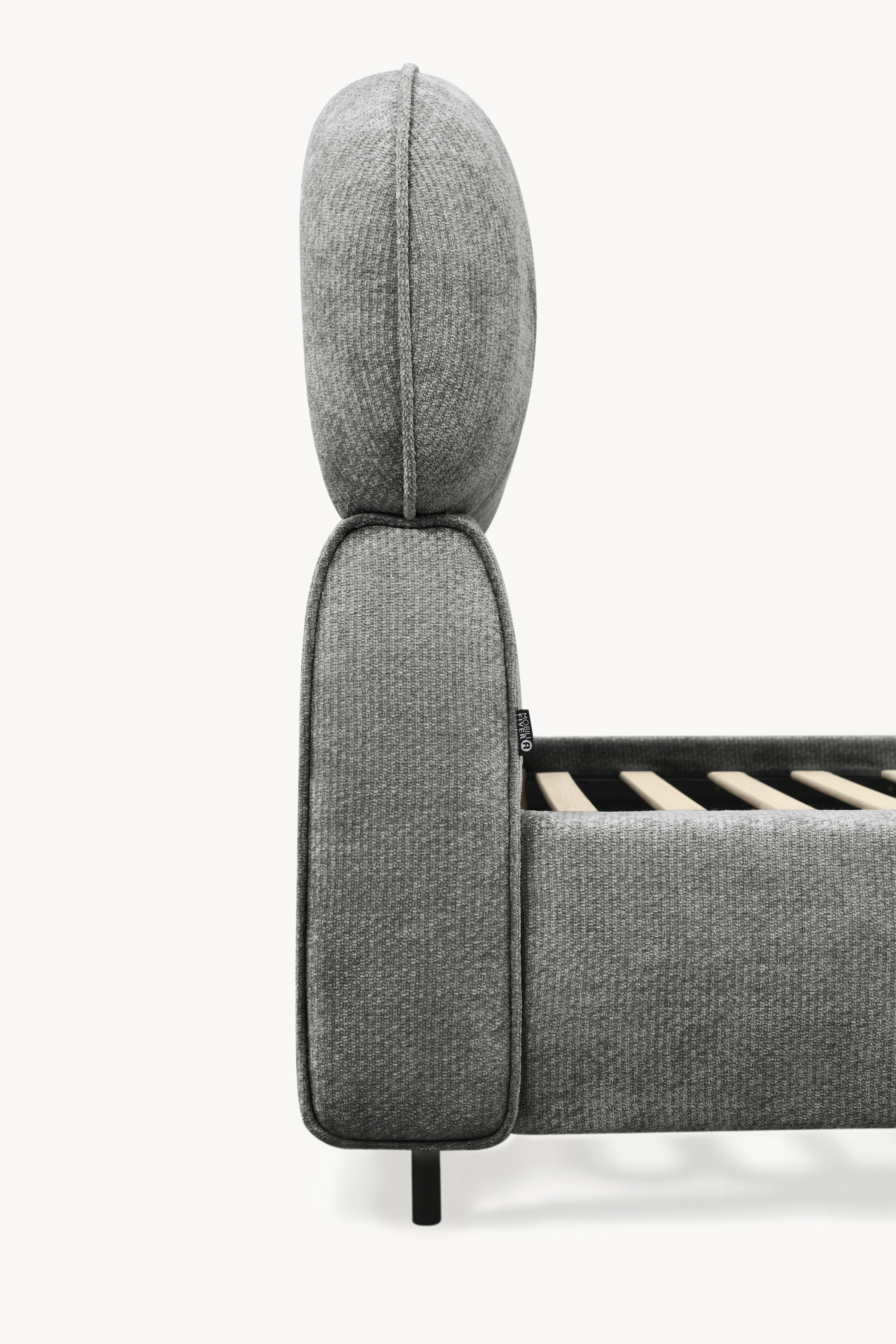 Lit double rembourré Rossella pour matelas 160x200 cm, Gris Pierre - Image de détail 6