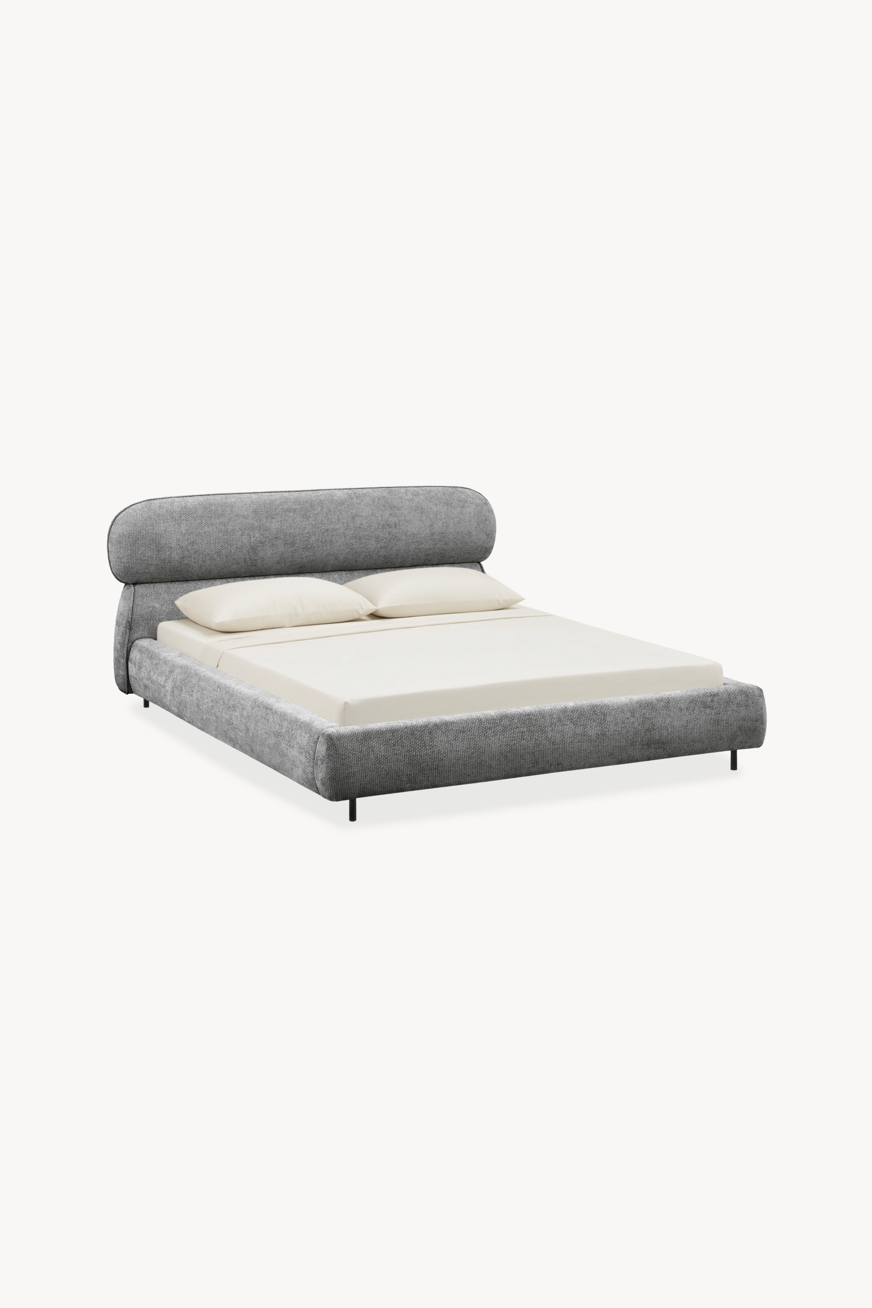 Letto matrimoniale imbottito Rossella per materasso 180x200 cm, Grigio Pietra - Immagine dettaglio 1