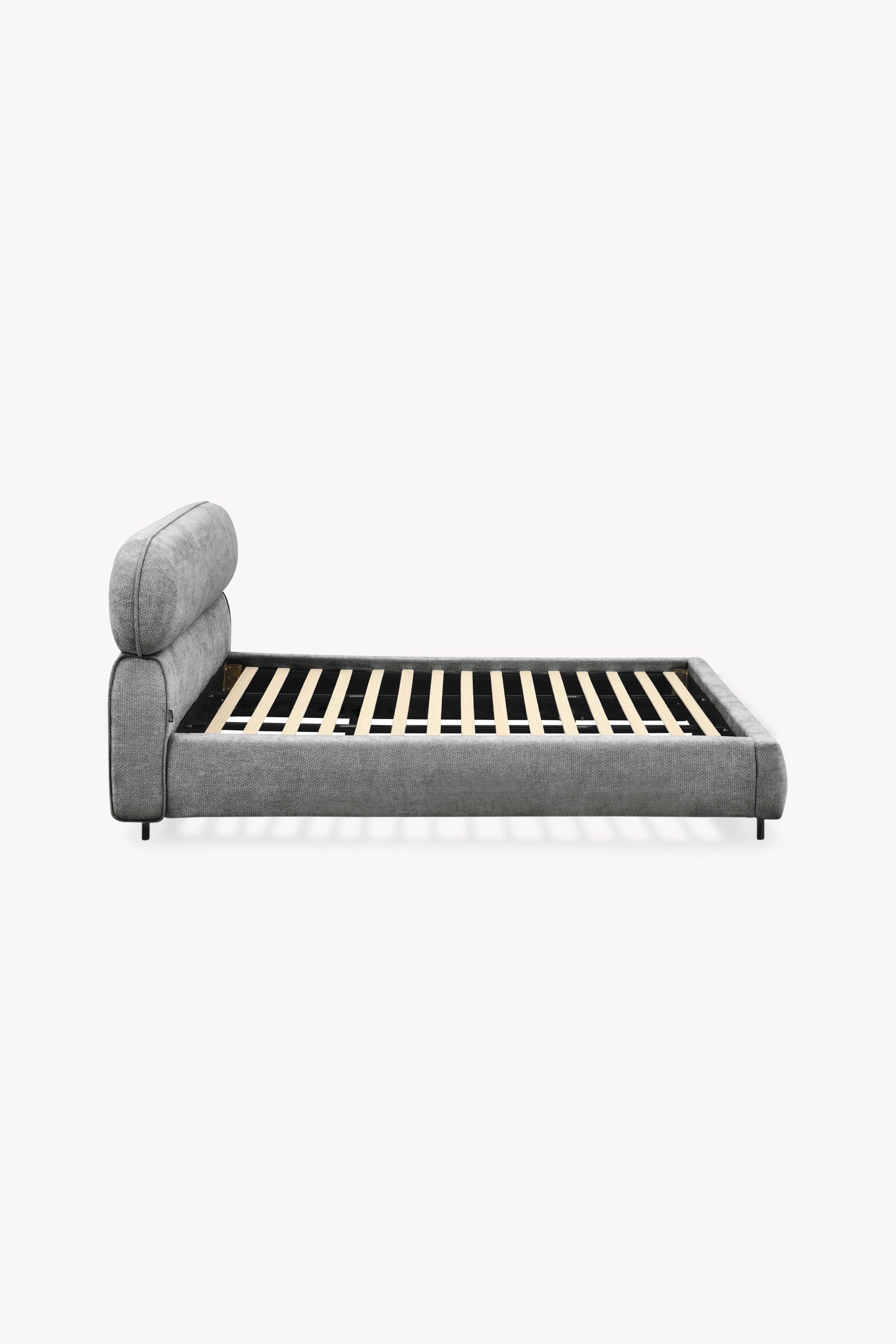 Letto matrimoniale imbottito Rossella per materasso 180x200 cm, Grigio Pietra - Immagine dettaglio 2