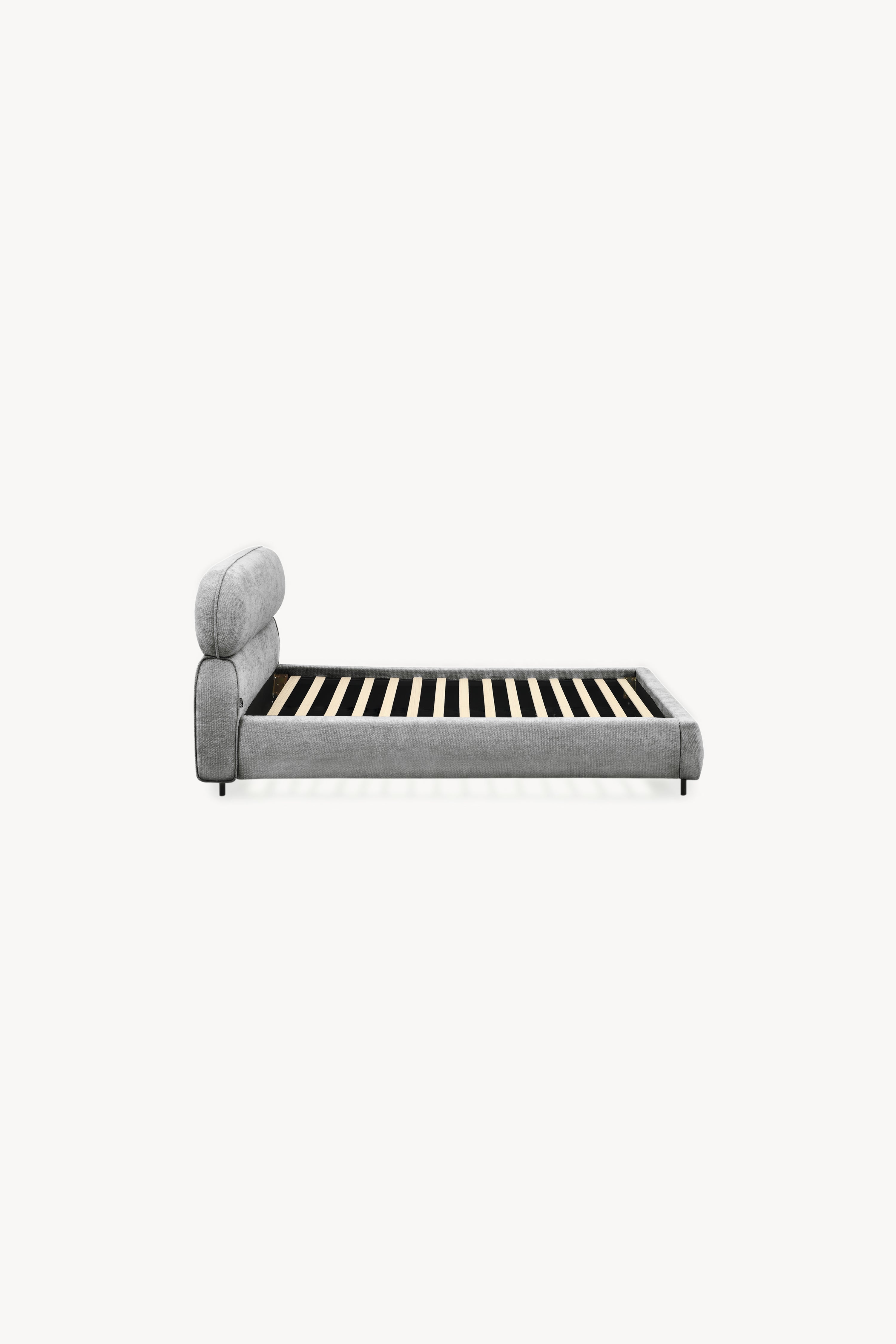 Letto singolo imbottito Rossella per materasso 90x200 cm, Grigio Pietra - Immagine dettaglio 2