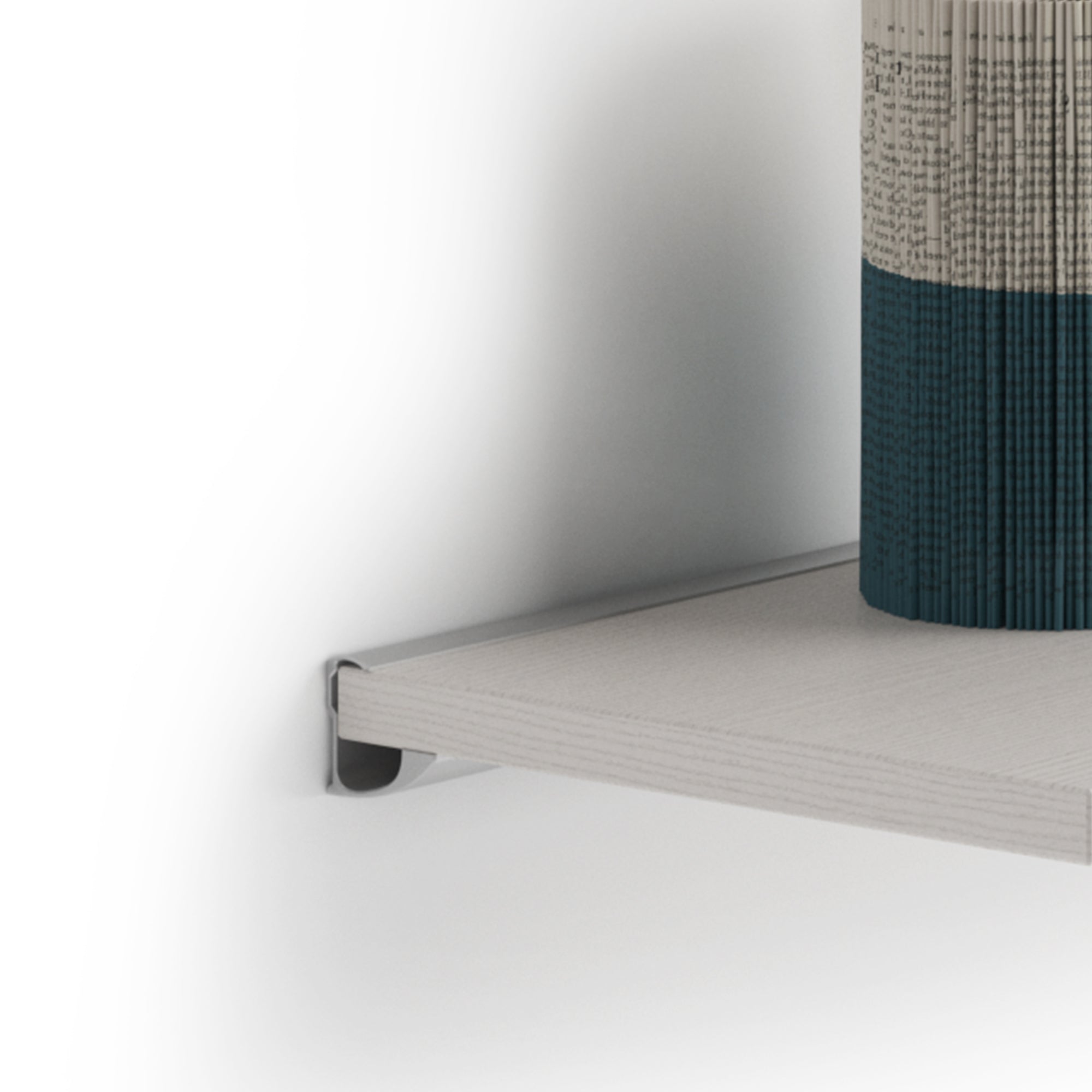 Set of 2 Evolution Shelves 31.49x9.84 in, Ashwood White, with grey aluminum support