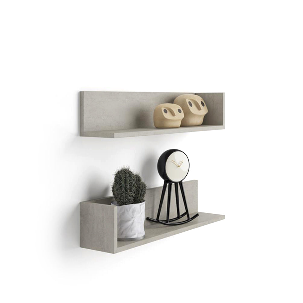 Paire d'étagères Luxury, en Mélaminé, Gris Béton - Main image
