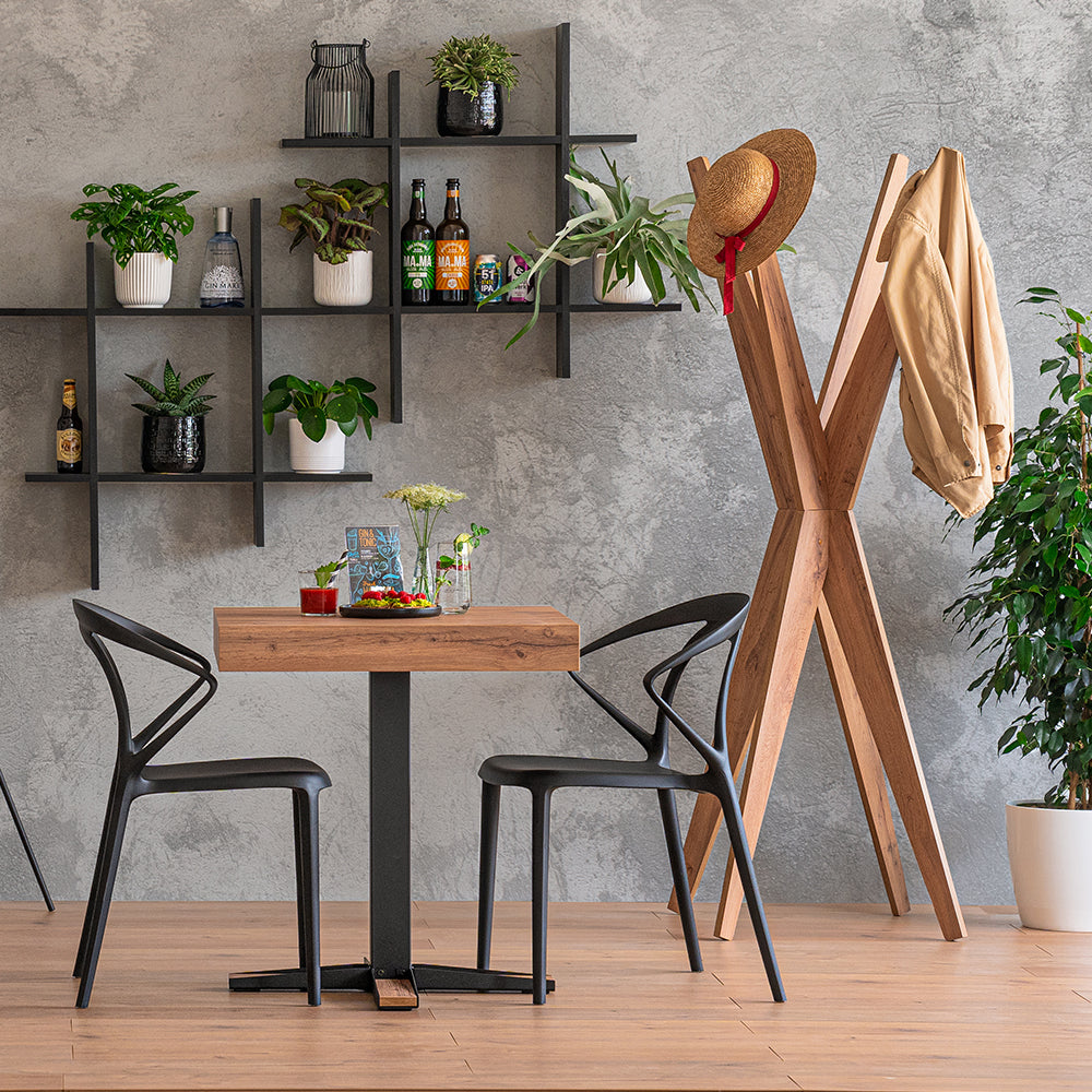 Porte-manteau sur pied Design, Emma, Bois Rustique - Set image 1