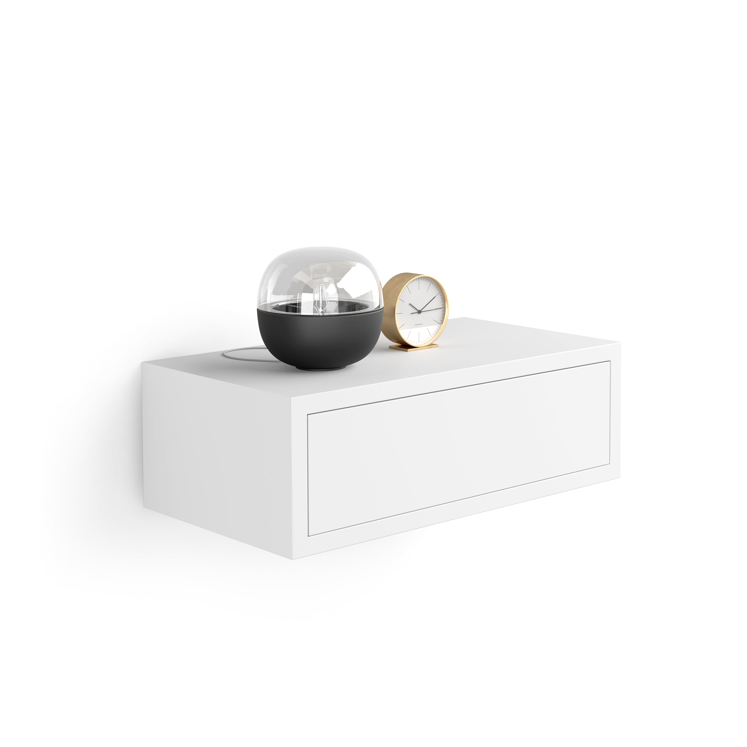 Table de chevet suspendue Riccardo, Blanc Mat