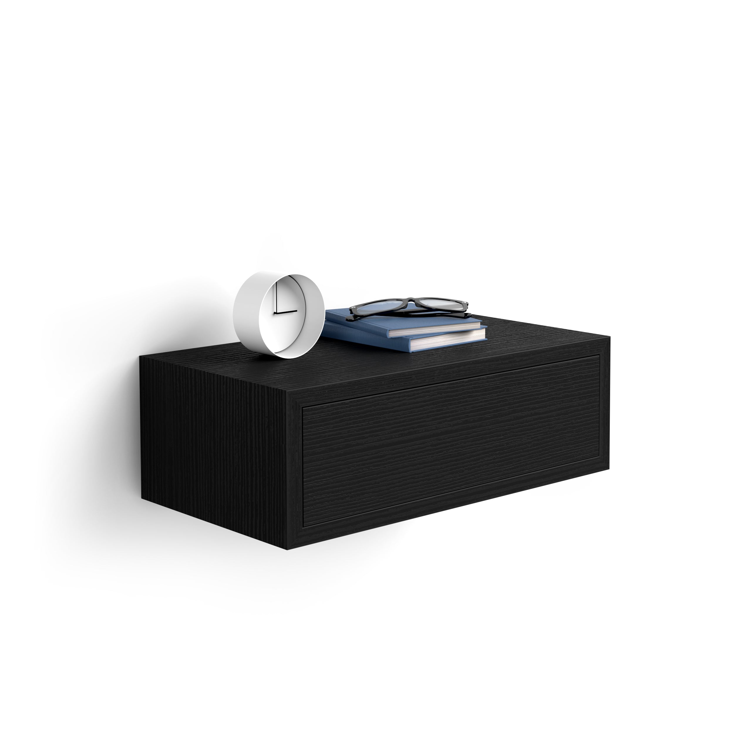 Riccardo Wall bedside table, Ashwood Black