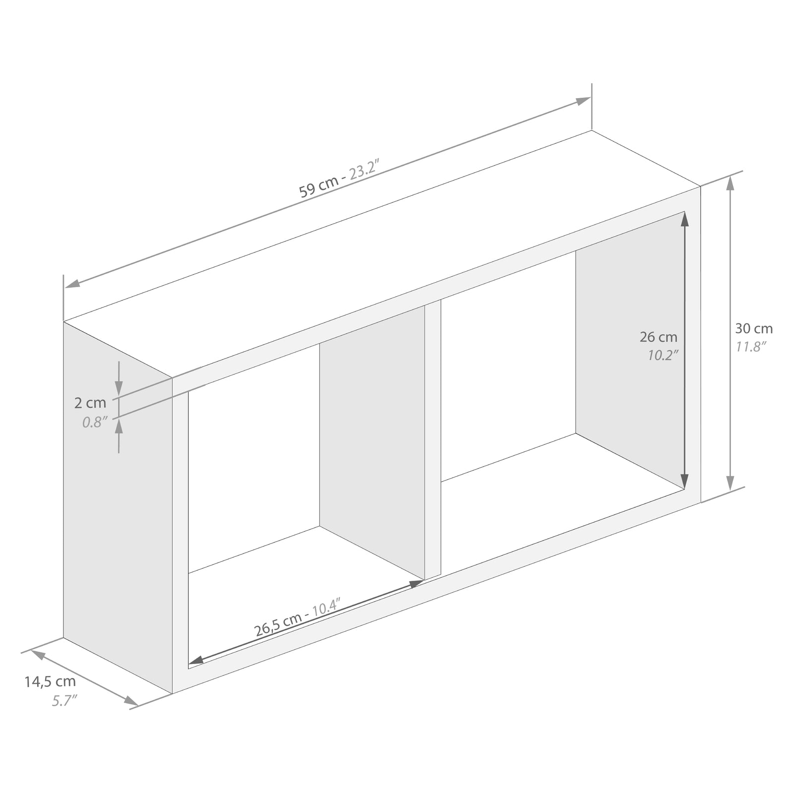 Estante en forma de cubo First, color Fresno blanco - Immagine tecnica 1