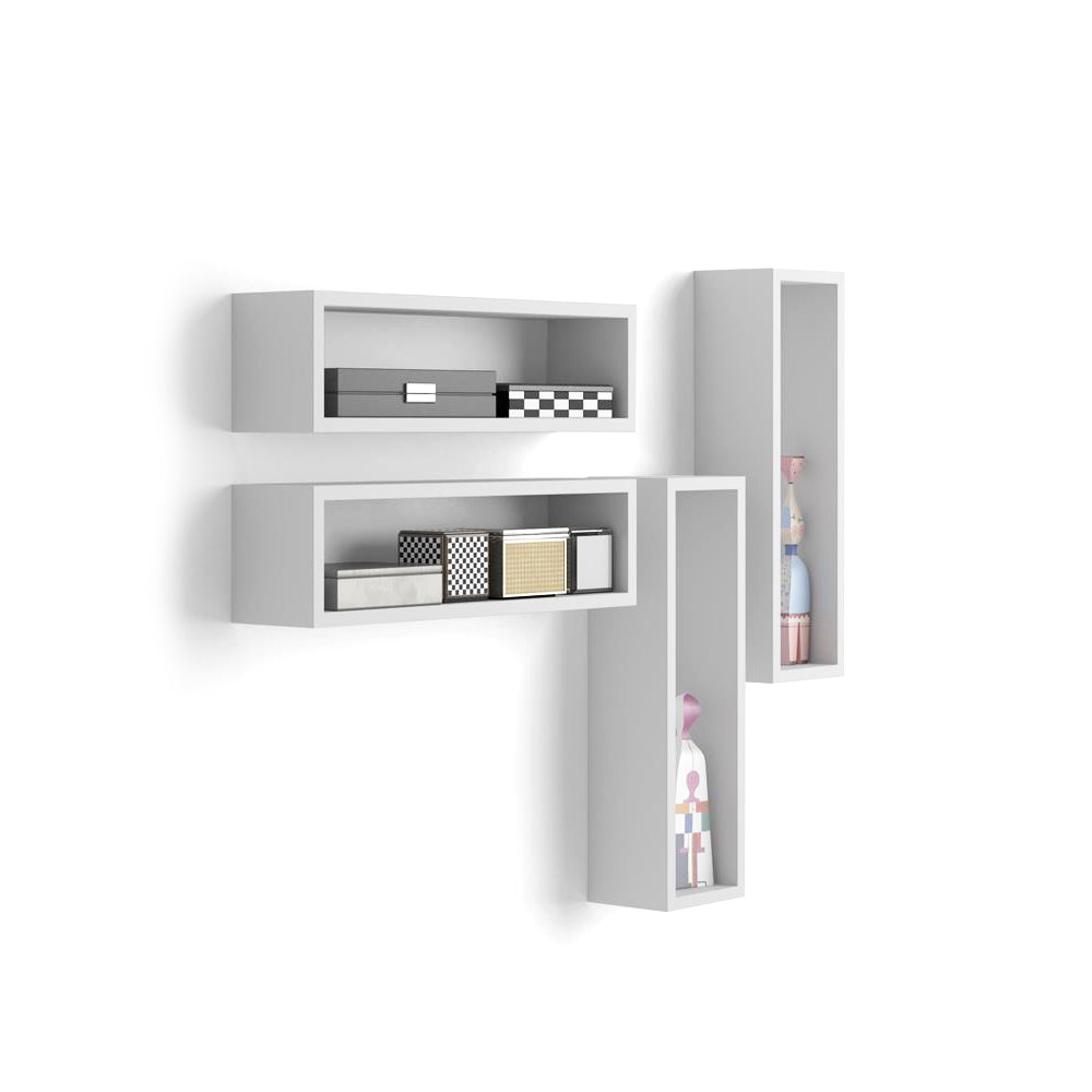 Set of 4 Iacopo cube wall units, Matt White