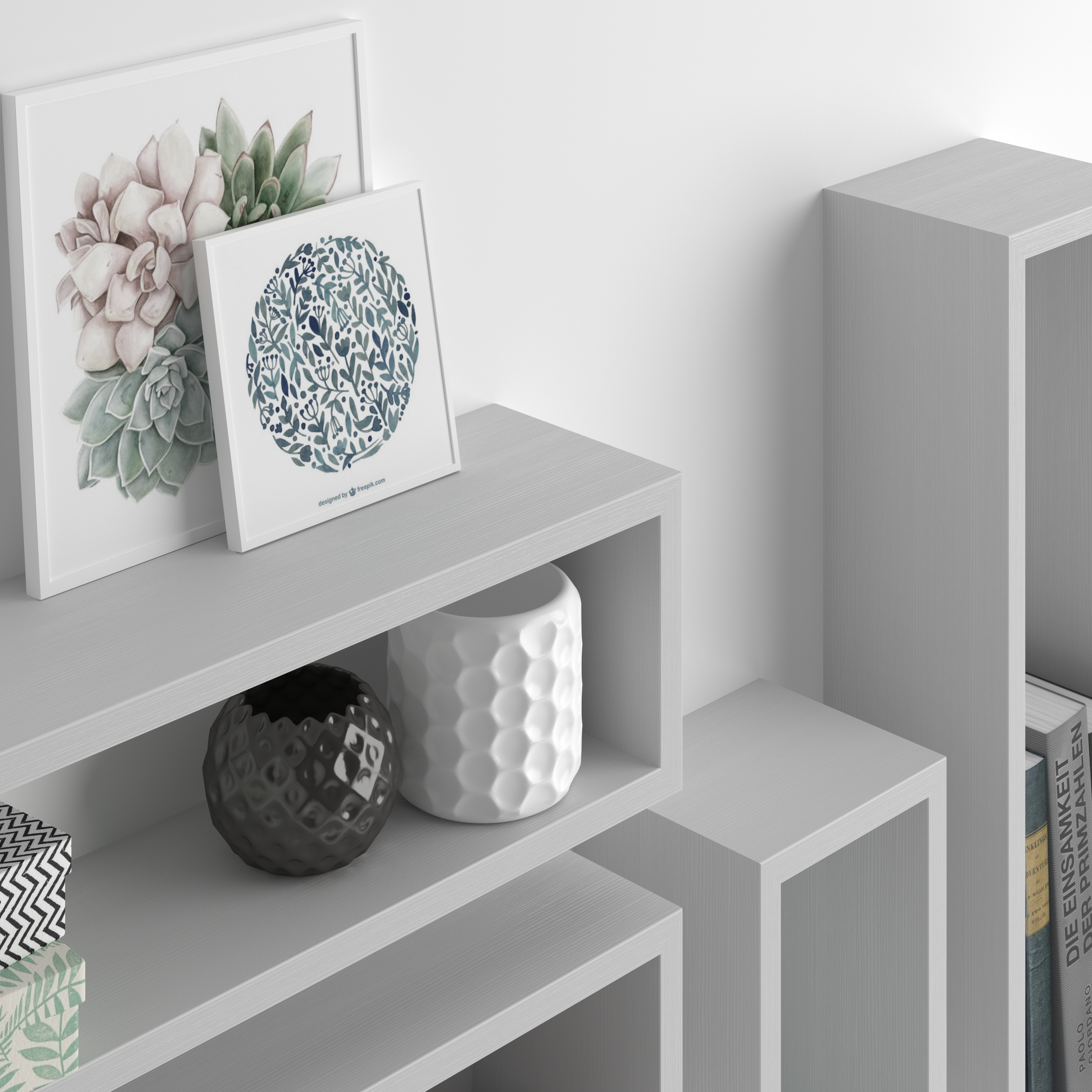 Set of 4 Iacopo cube wall units, Ashwood White - Detail image 1