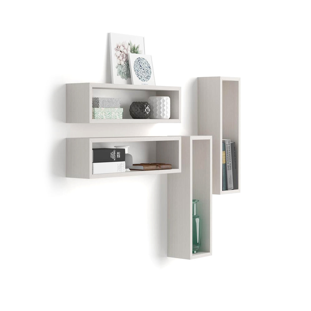 Set de 4 estantes en forma de cubo Iacopo, color Fresno blanco