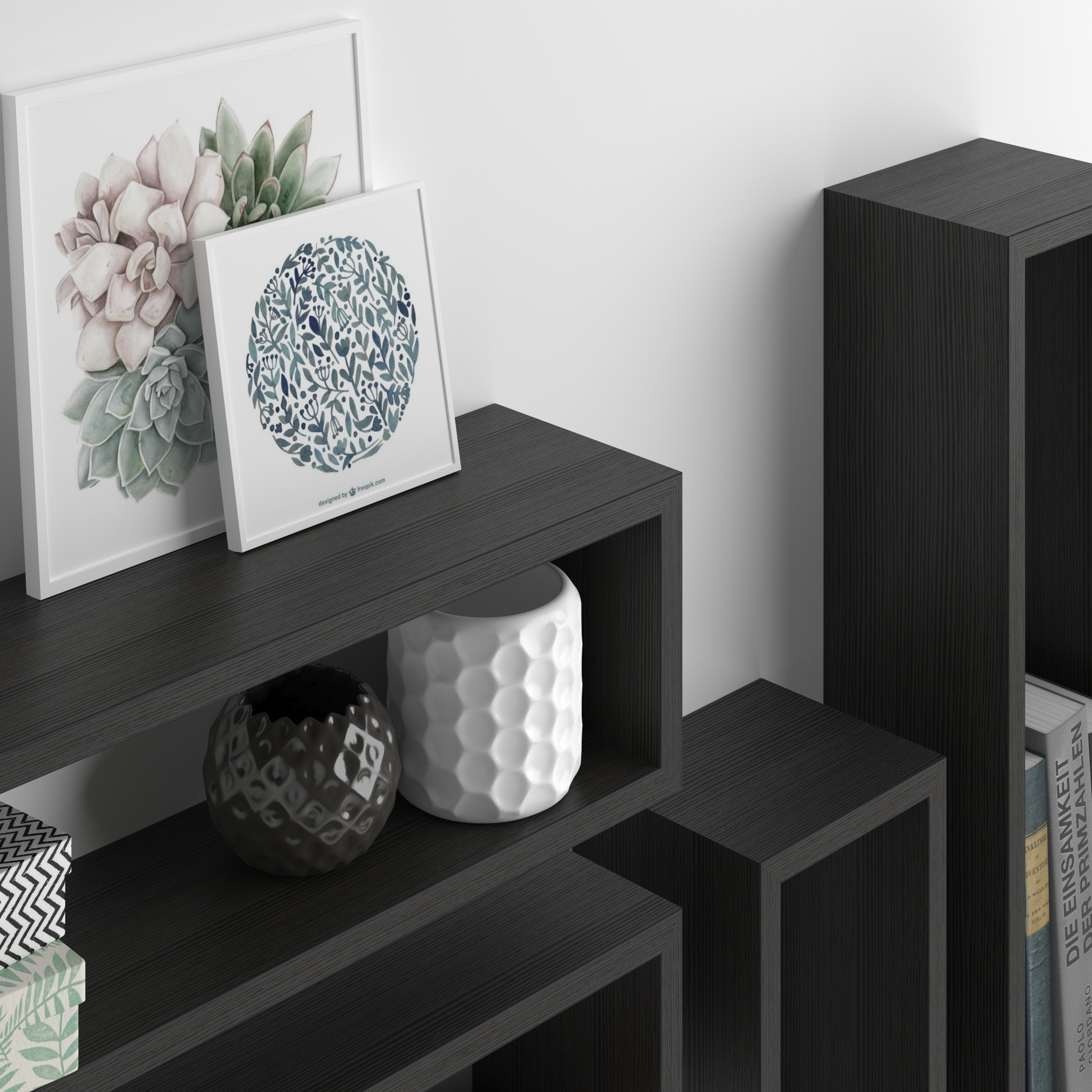 Set of 4 Iacopo cube wall units, Ashwood Black
