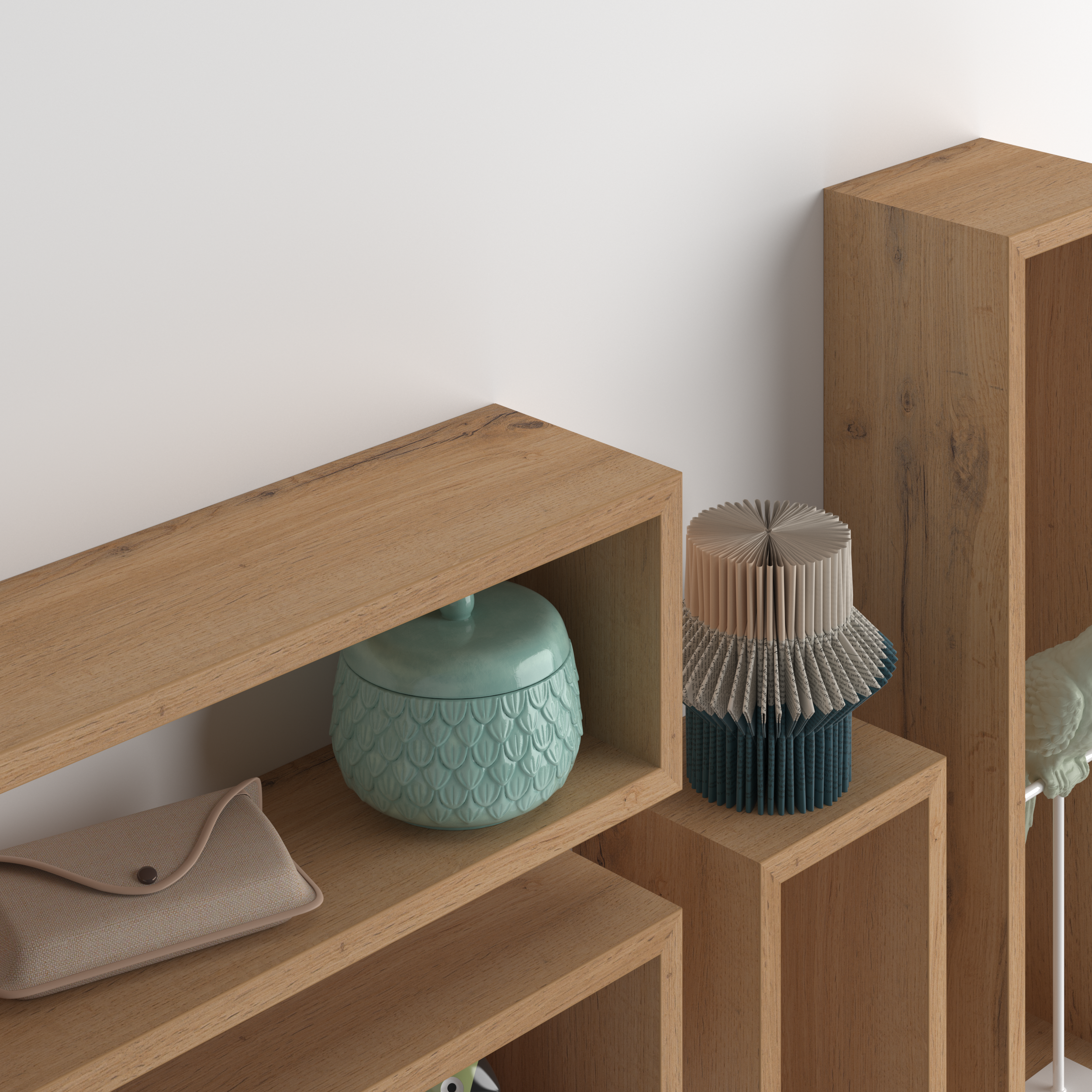 Set of 4 Iacopo cube wall units, Rustic Oak
