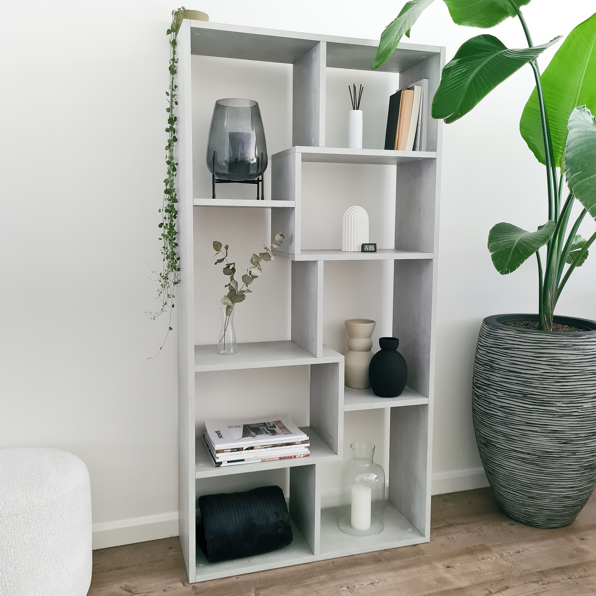 Libreria bassa XS Iacopo (160,8 x 80 cm), Grigio Cemento - Immagine dettaglio 1