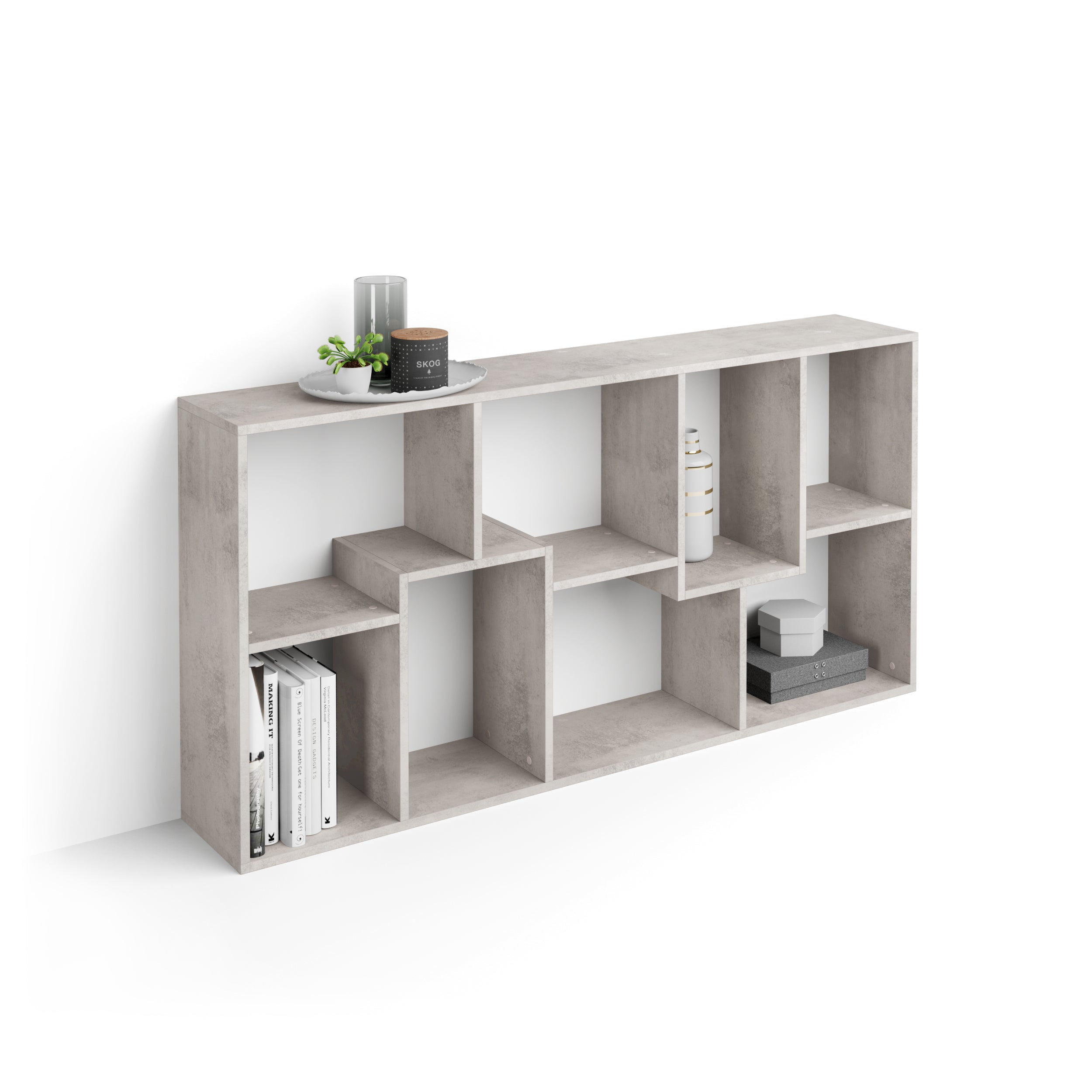 Libreria bassa XS Iacopo (160,8 x 80 cm), Grigio Cemento