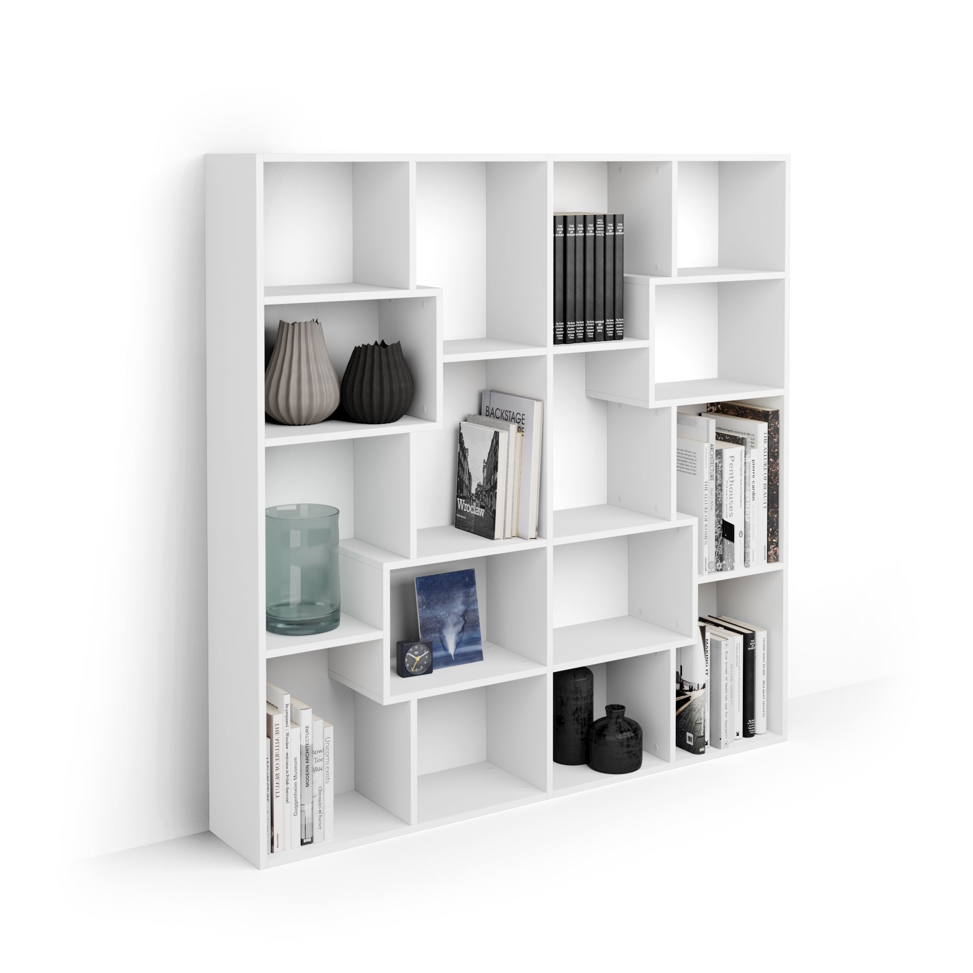 Iacopo S-Bücherregal (160,8 x 158,2 cm), Esche, Weiß