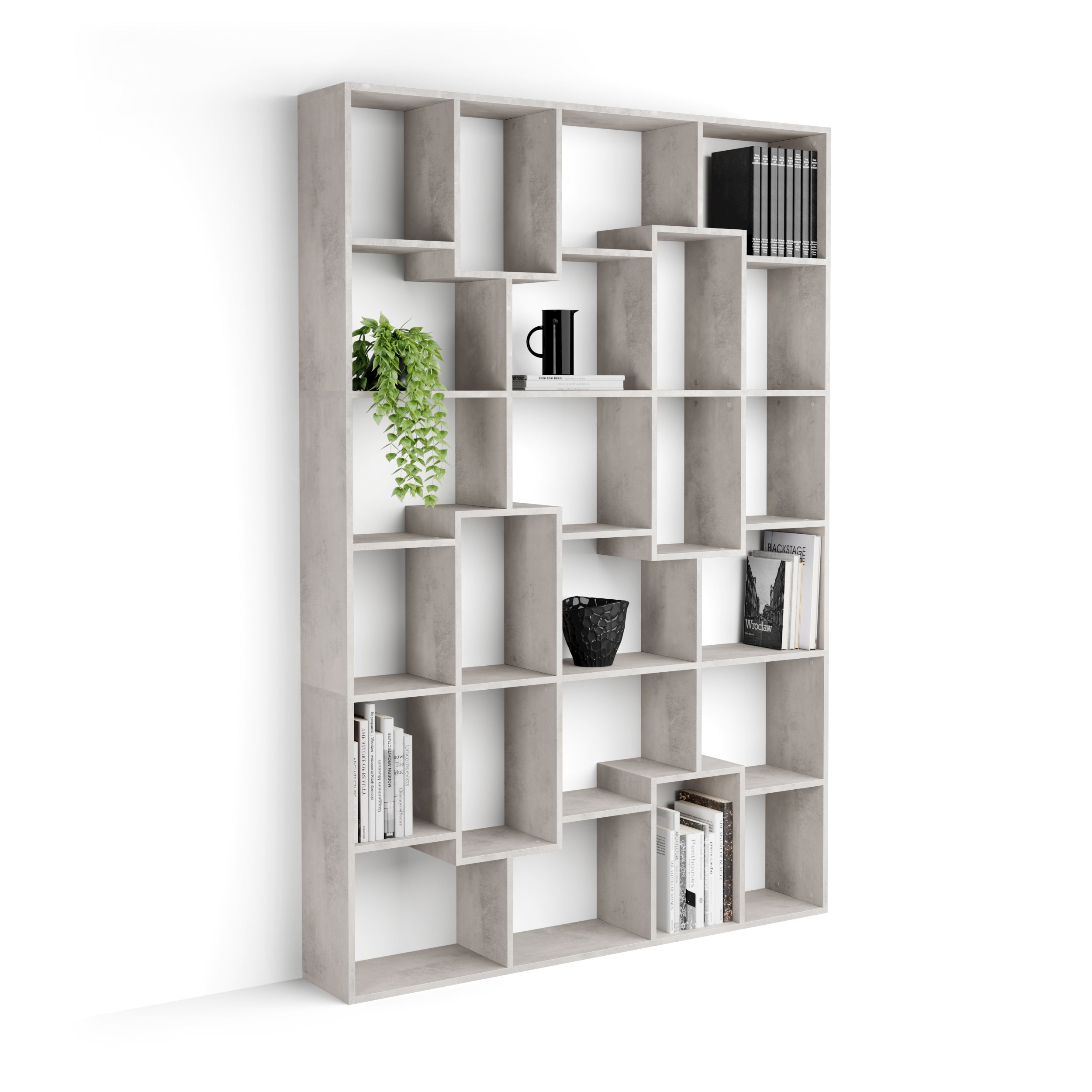 Iacopo, Bücherregal M (160,8 x 236,4 cm), grauer Beton - Main image
