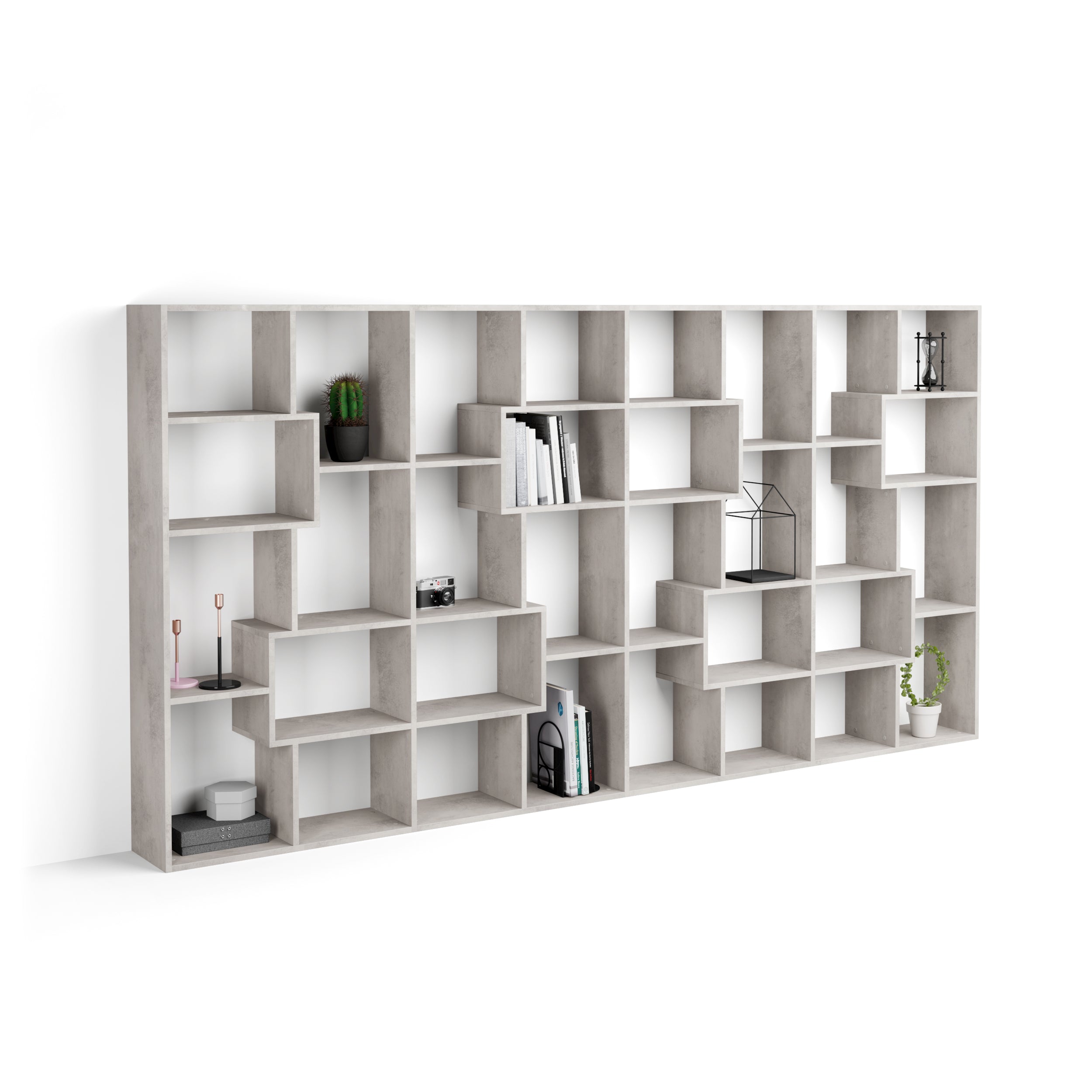 Iacopo L Bücherregal (160,8 x 314,6 cm), grauer Beton