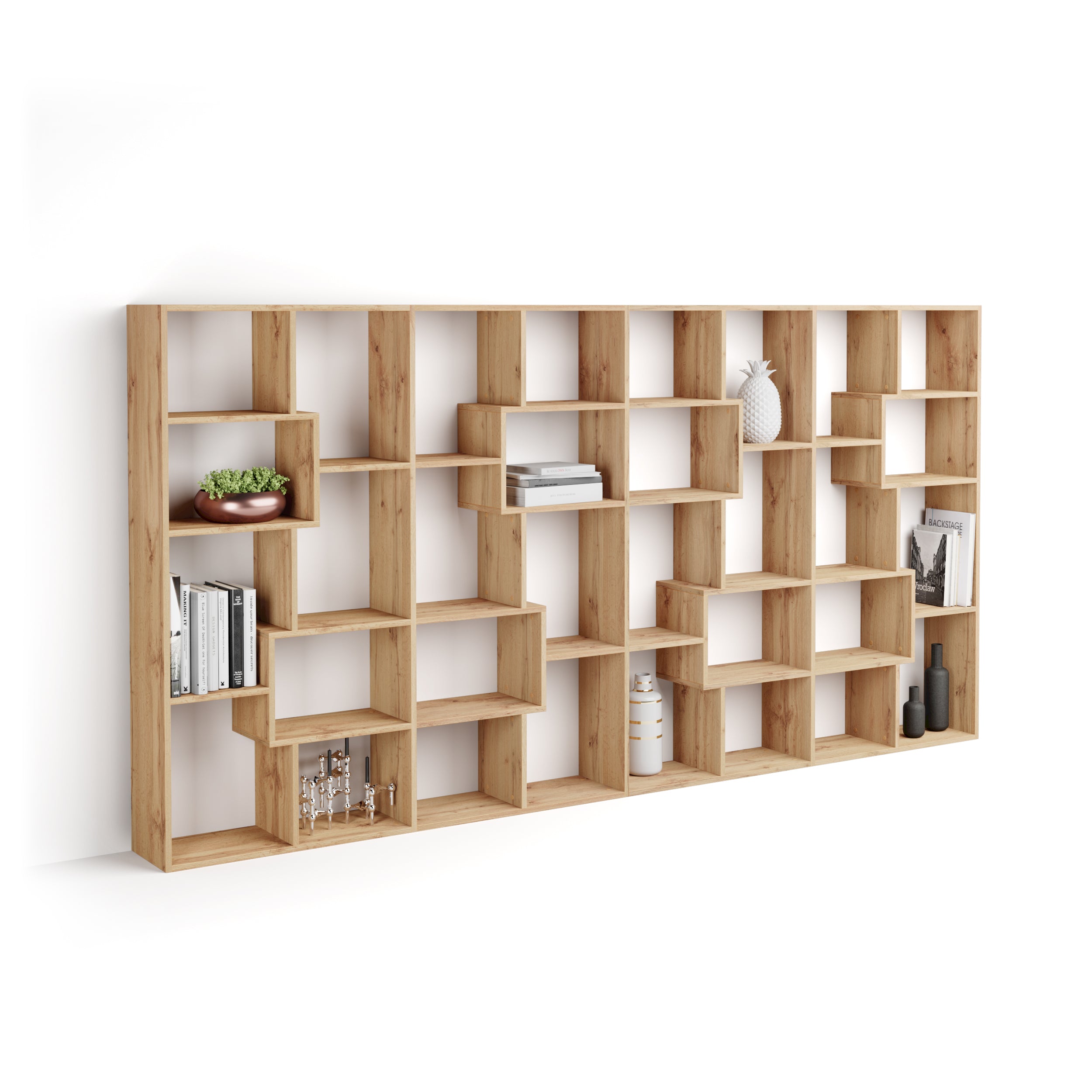 Iacopo L-Bücherregal (160,8 x 314,6 cm), rustikale Eiche - Main image