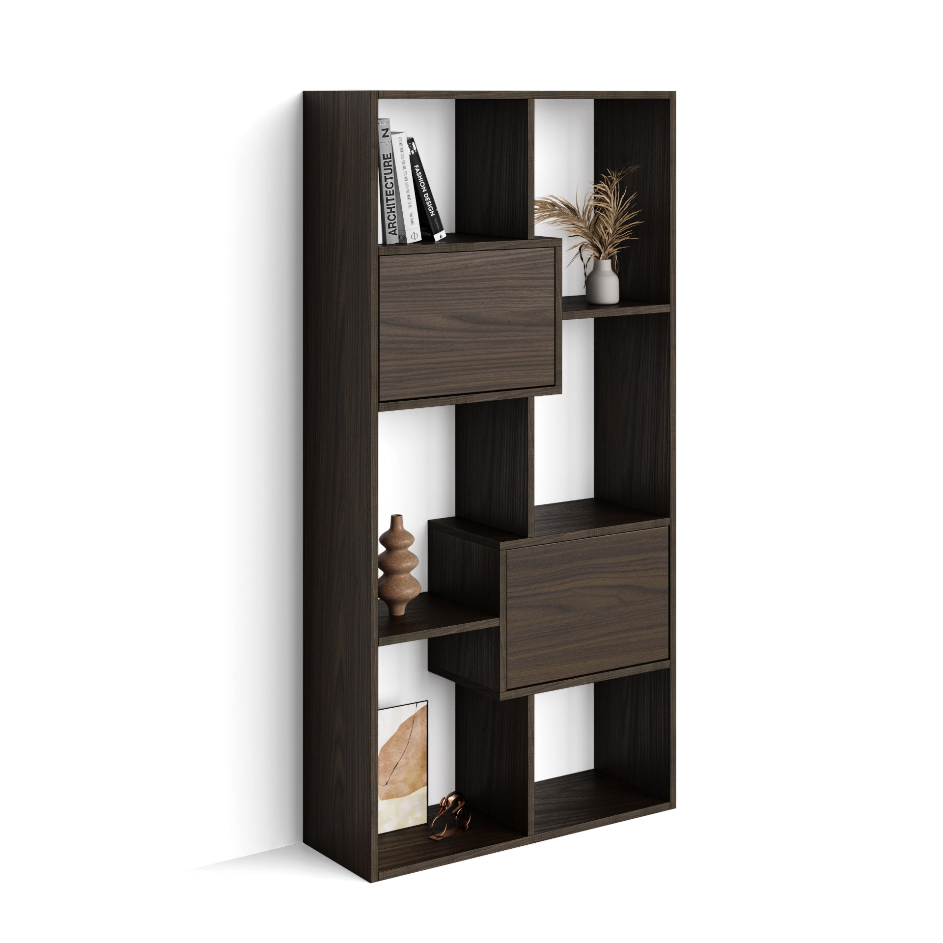 Iacopo XS Bookcase with panel doors (63.31 x 31.5 in), Dark Walnut - Detail image 2
