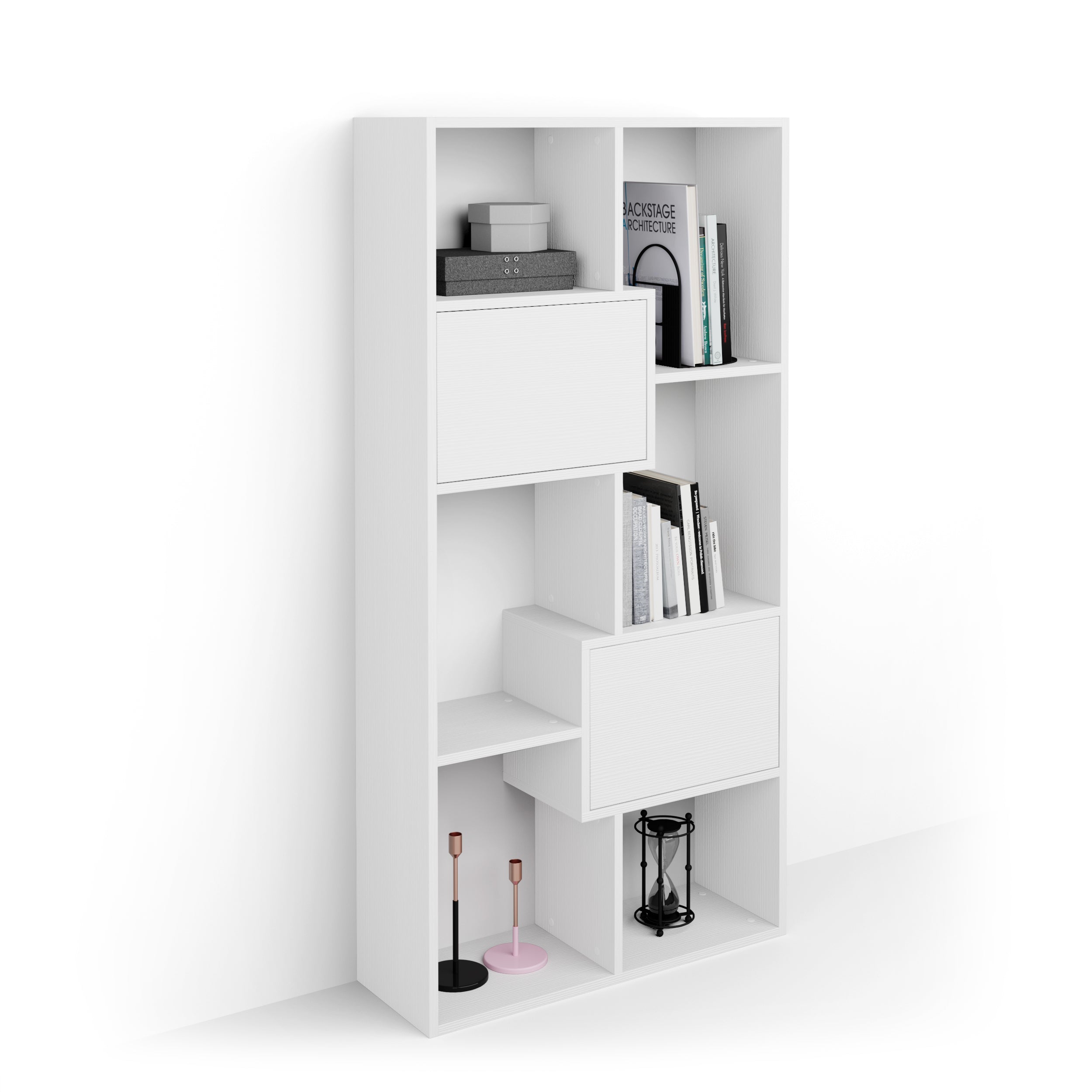 Libreria bassa XS Iacopo con ante (160,8 x 80 cm), Bianco Frassino - Immagine dettaglio 1