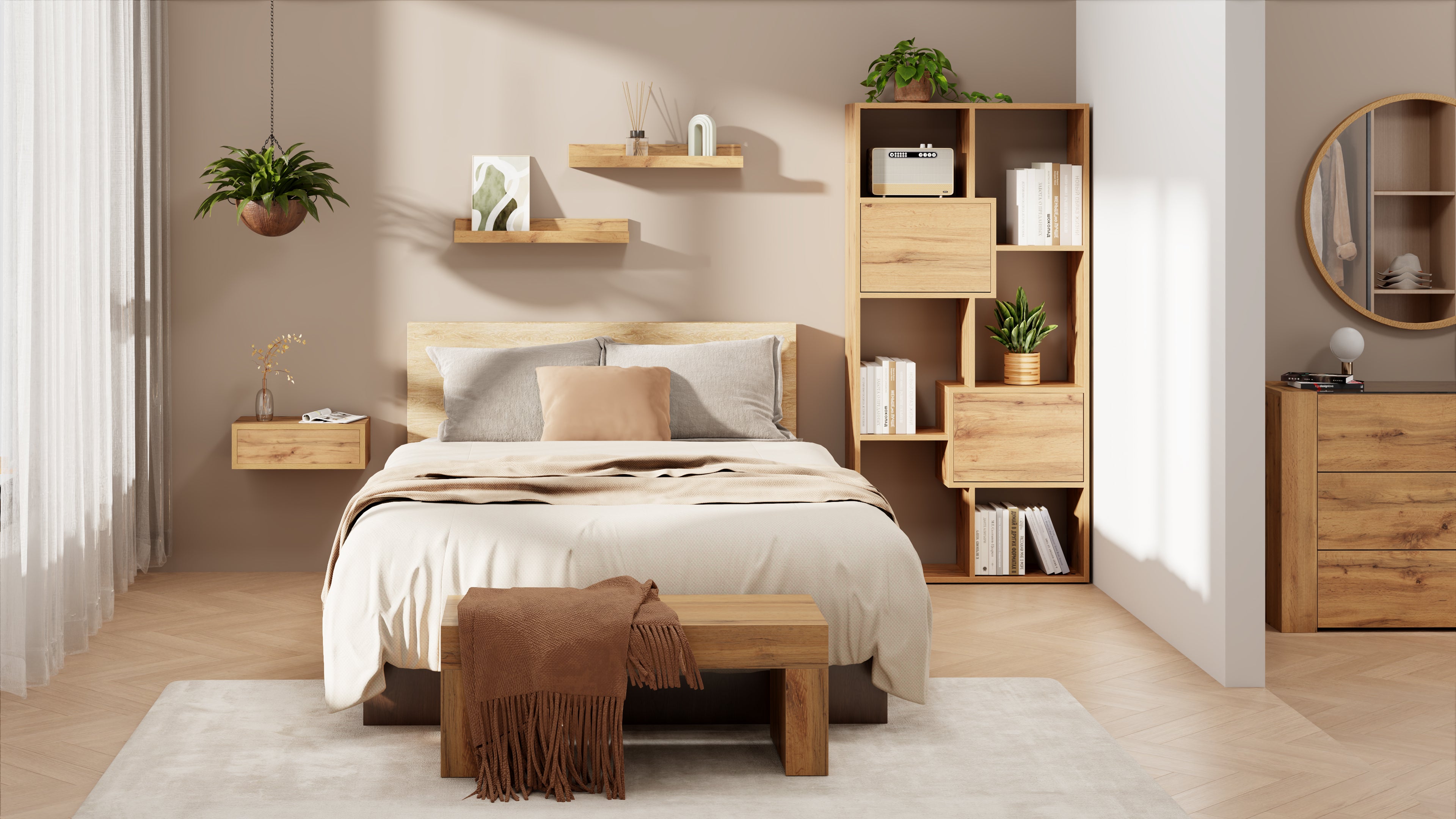 Iacopo XS Bookcase with panel doors (160.8 x 80 cm), Rustic Oak - Set image 5