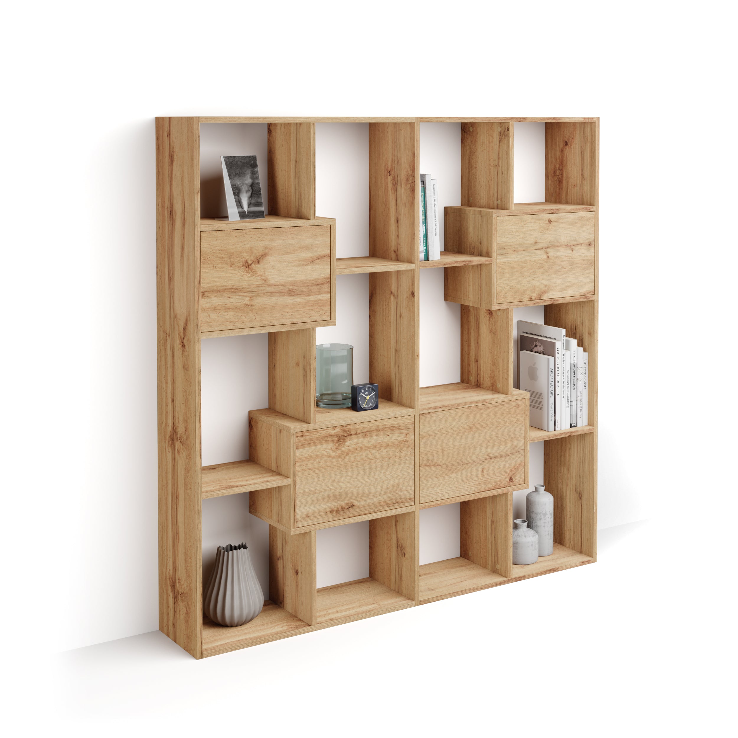 Iacopo S Bookcase with panel doors (63.3 x 62.3 in), Rustic Oak - Detail image 1