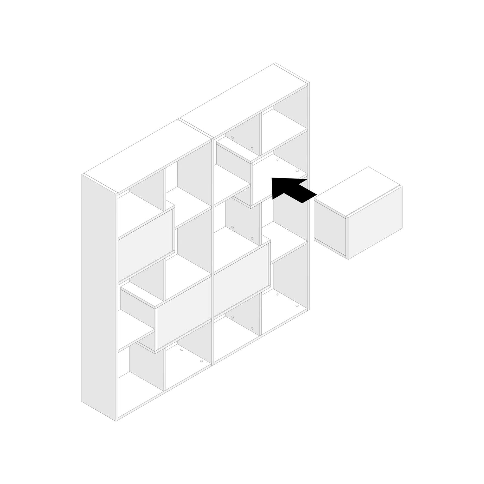 Iacopo S Bookcase with panel doors (63.3 x 62.3 in), Concrete Effect, Grey - Immagine tecnica 2