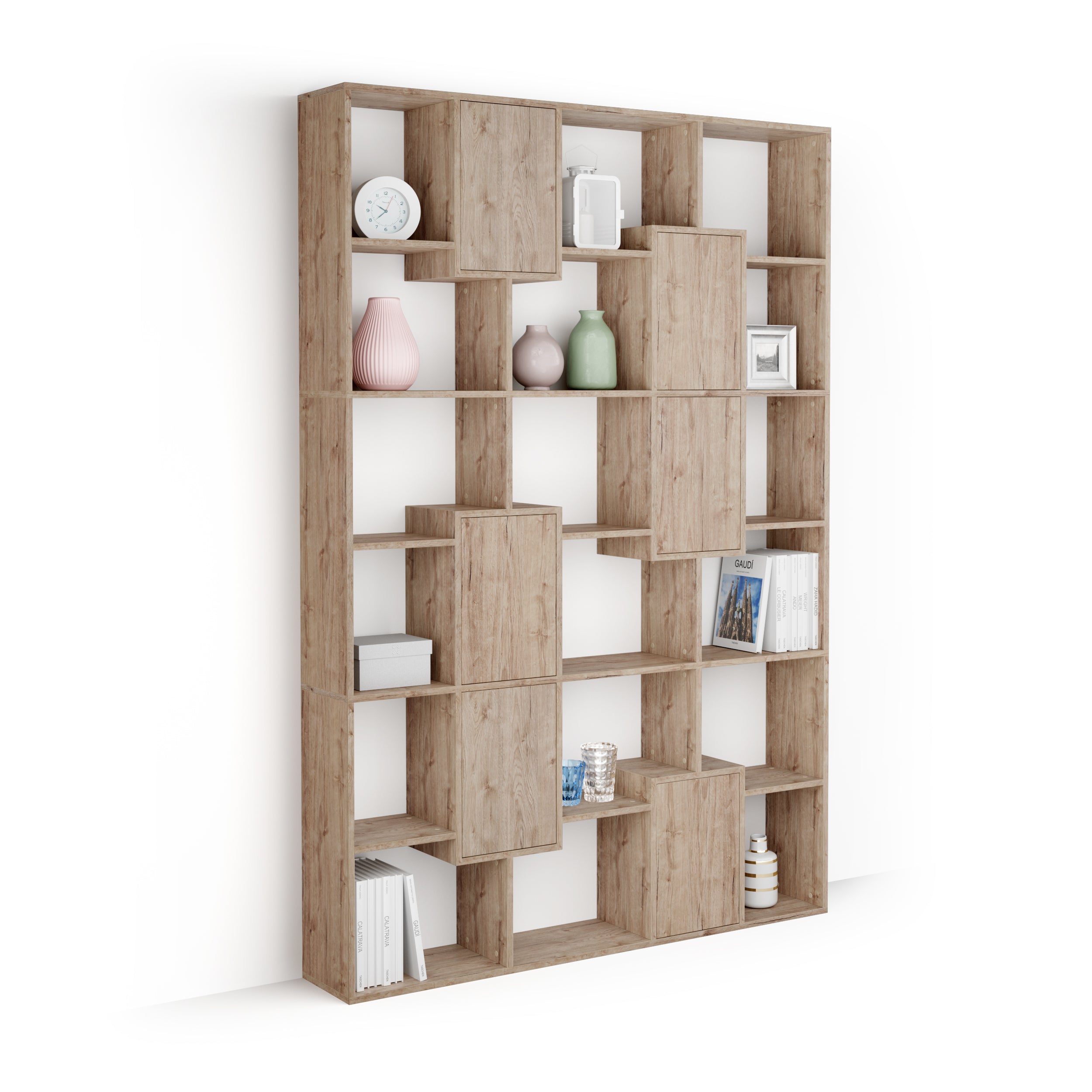 Iacopo M Bookcase with doors (63.3 x 93.1 in), Oak - Main image