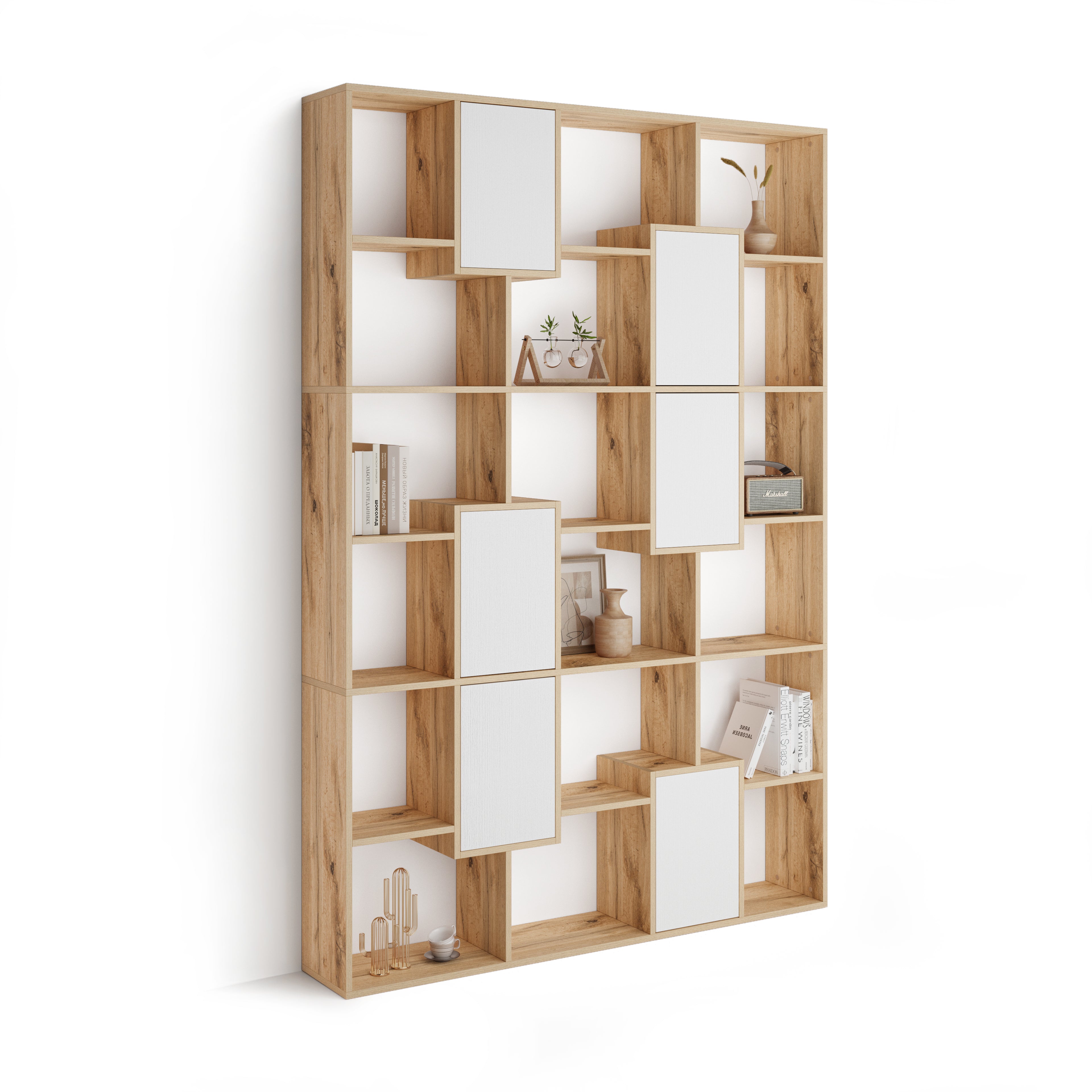 Libreria M Iacopo Rovere Rustico con ante Bianco Frassino (160,8 x 236,4 cm) - Immagine principale