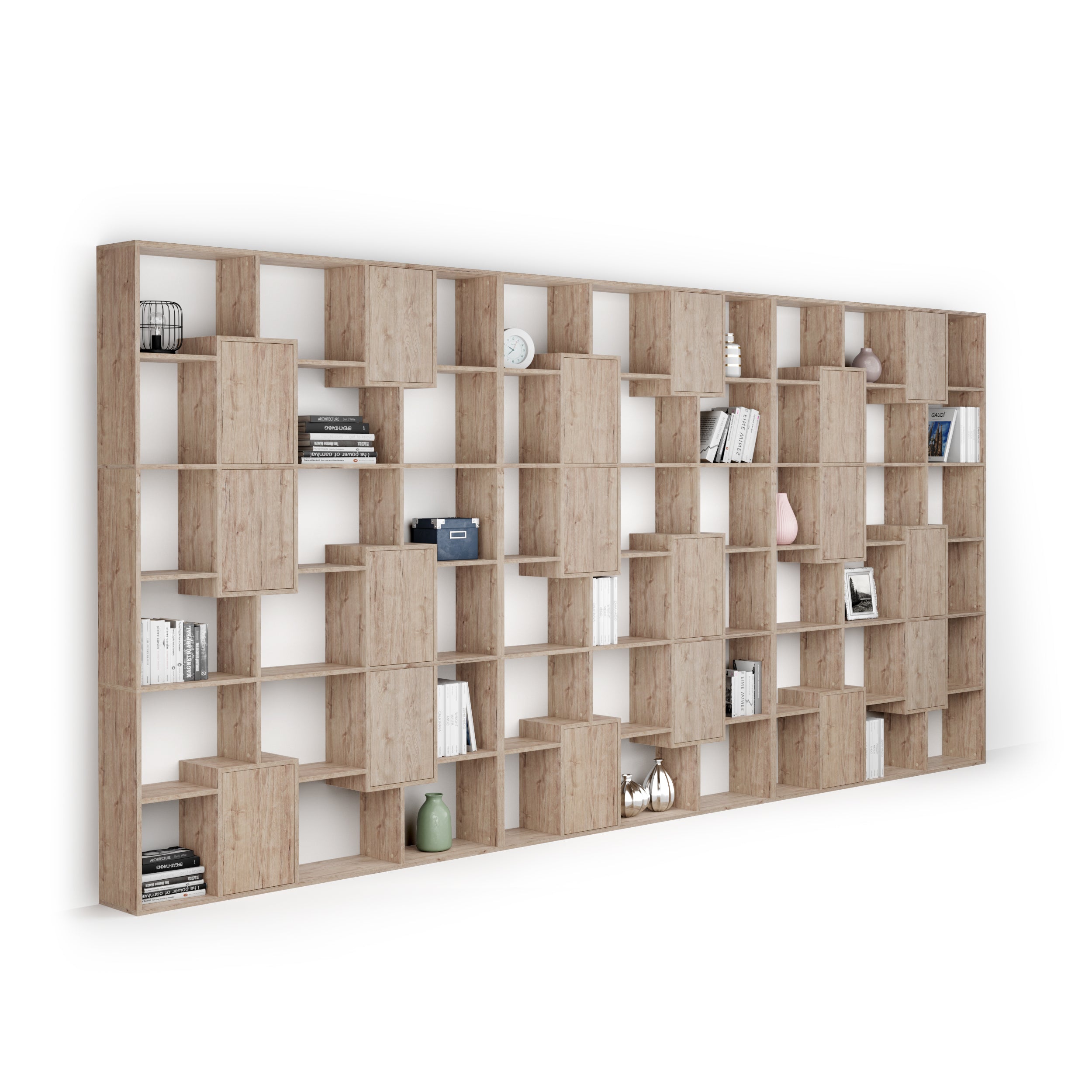Iacopo XXL Bücherregal mit Paneeltüren (482,4 x 236,4 cm), Eiche