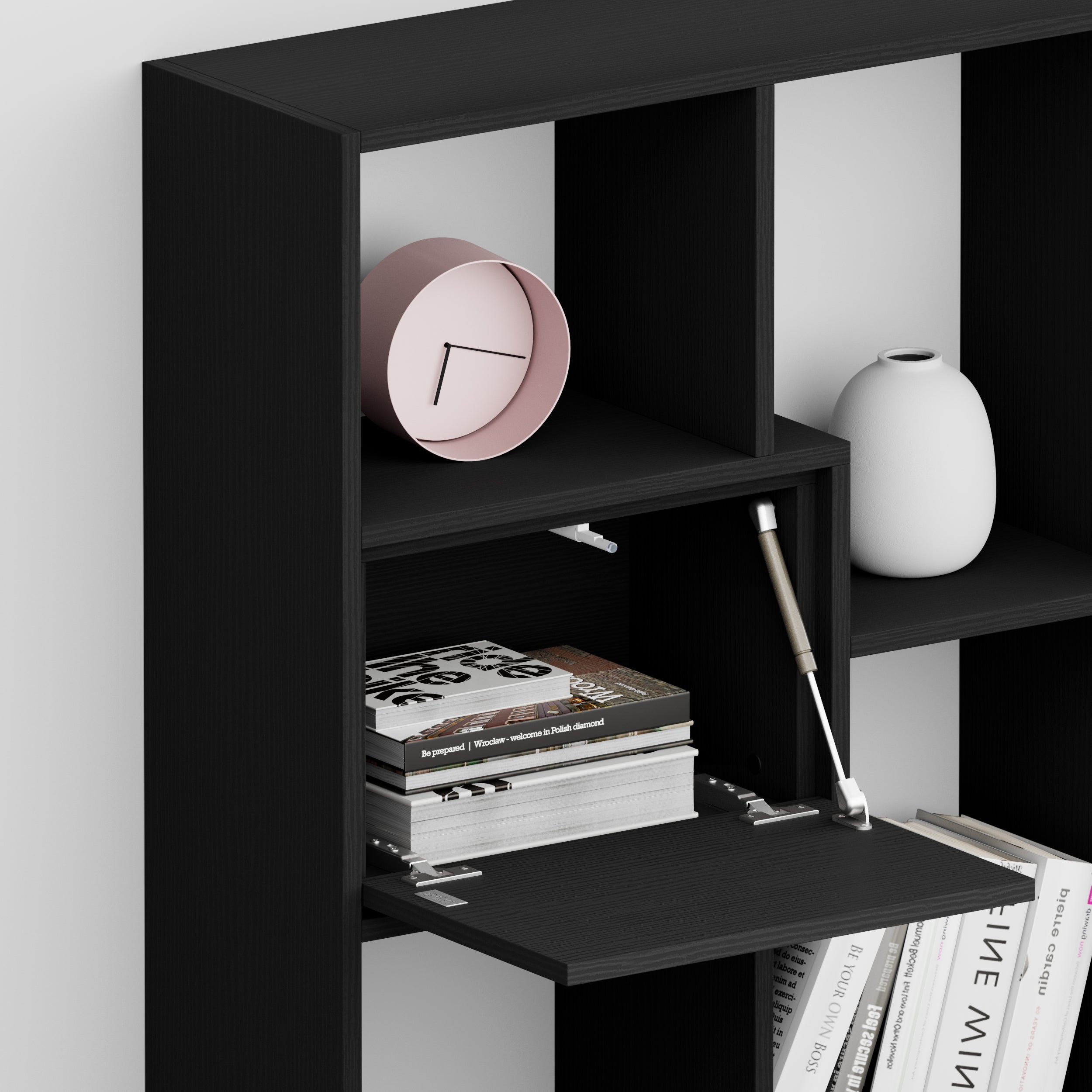 Libreria bassa XS Iacopo con ante (160,8 x 80 cm), Nero Frassino - Immagine dettaglio 3