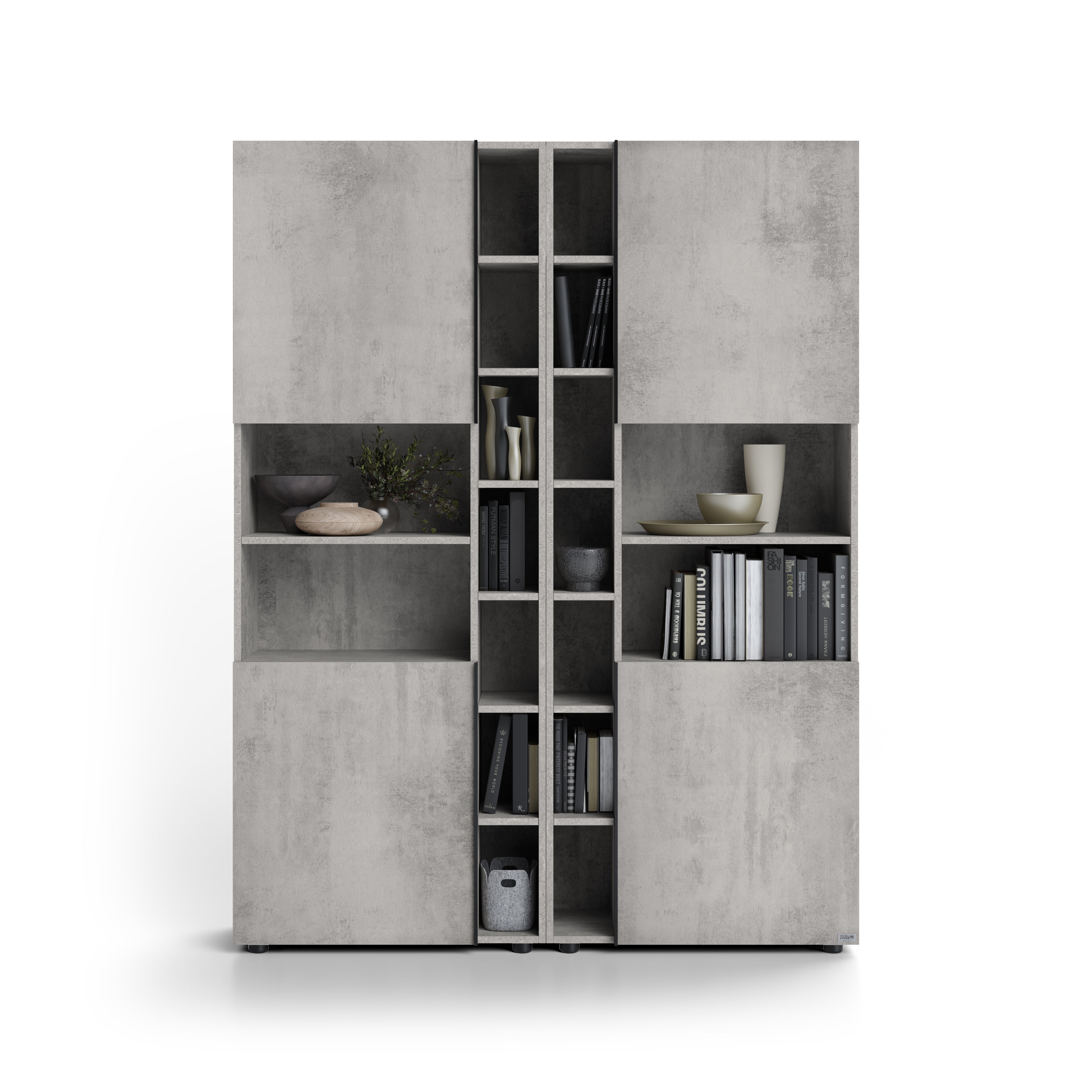 Romina Modular Bookcase (153,6 x 200 cm), Concrete Grey Effect - Detail image 2
