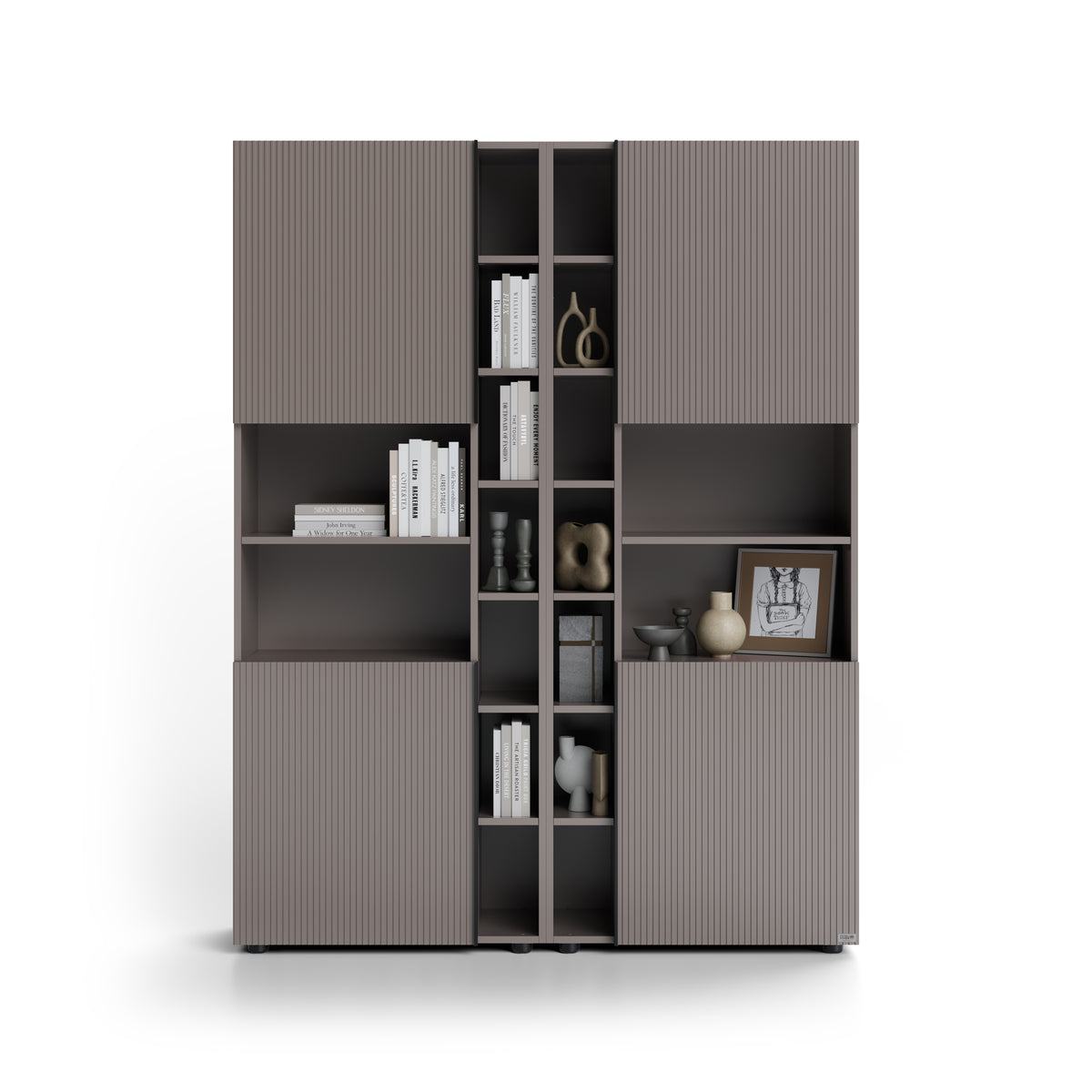 Modulares Bücherregal Romina mit gerillten Türen (153,6 x 200 cm), Kobaltgrau - Detailbild 1