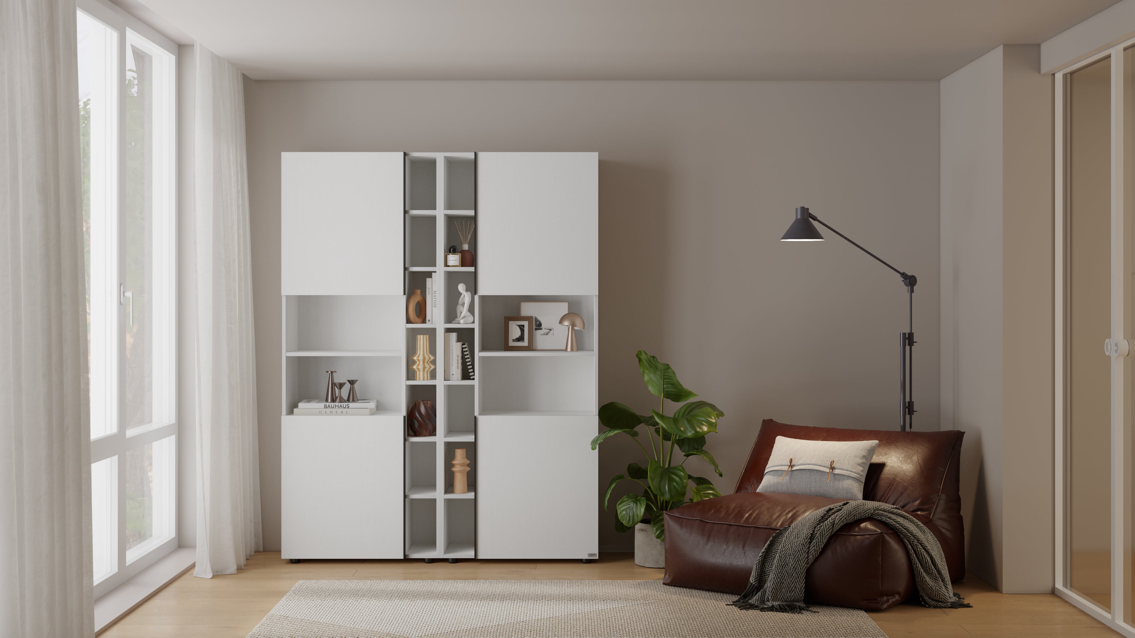 Modulares Bücherregal Romina (76,8 x 200 cm), Esche Weiß - Set image 1