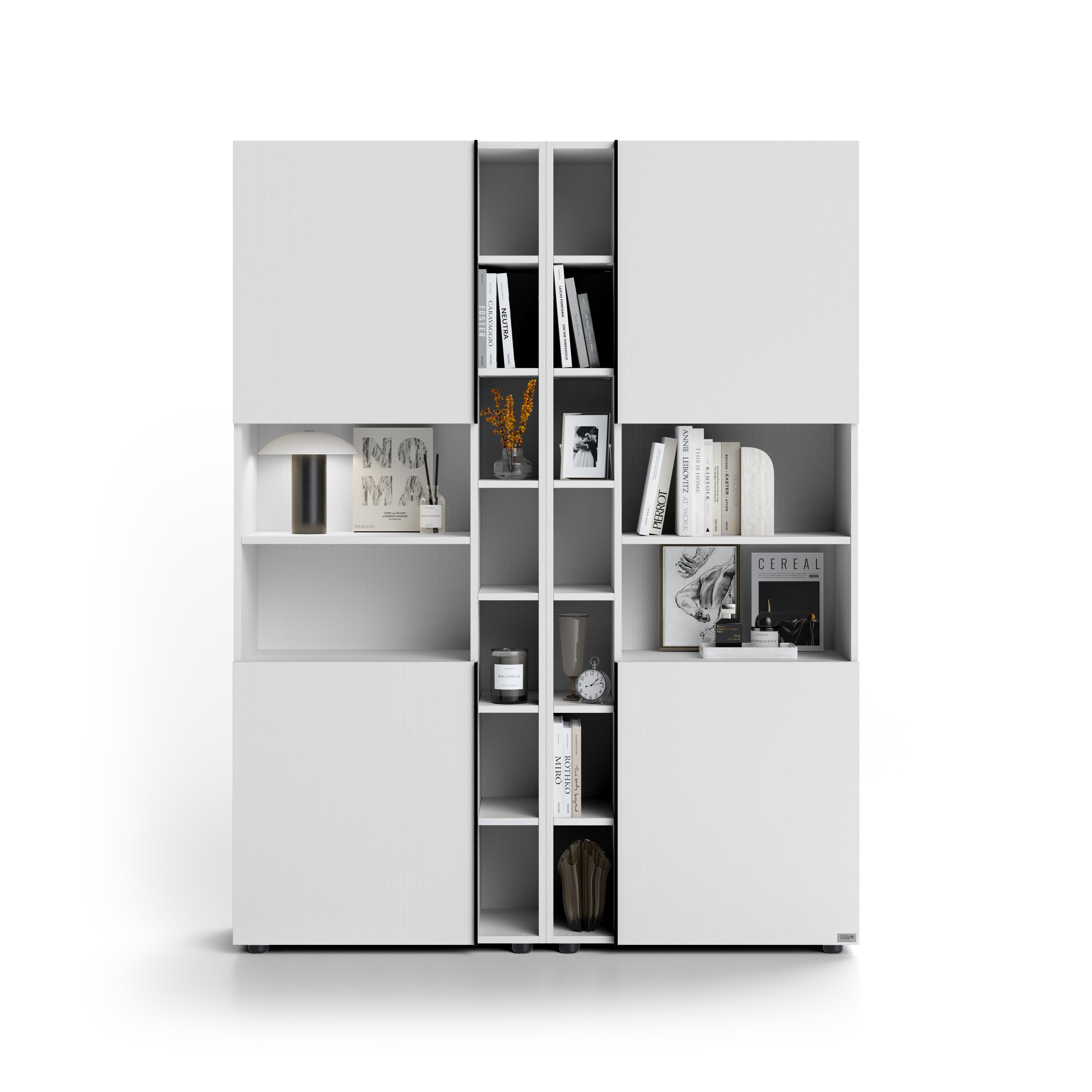 Modulares Bücherregal Romina (153,6 x 200 cm), Esche Weiß