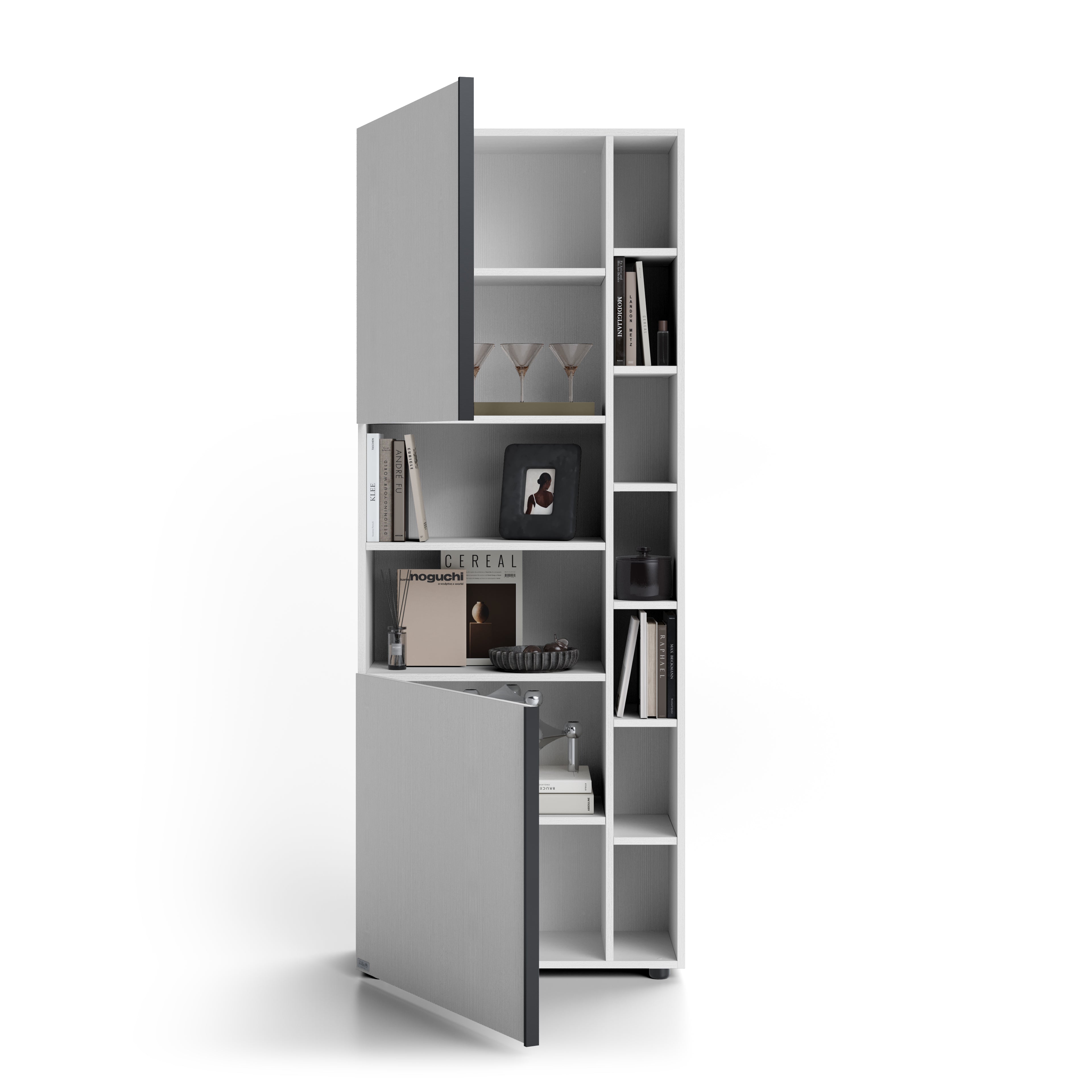 Modulares Bücherregal Romina (76,8 x 200 cm), Esche Weiß - Detail image 1