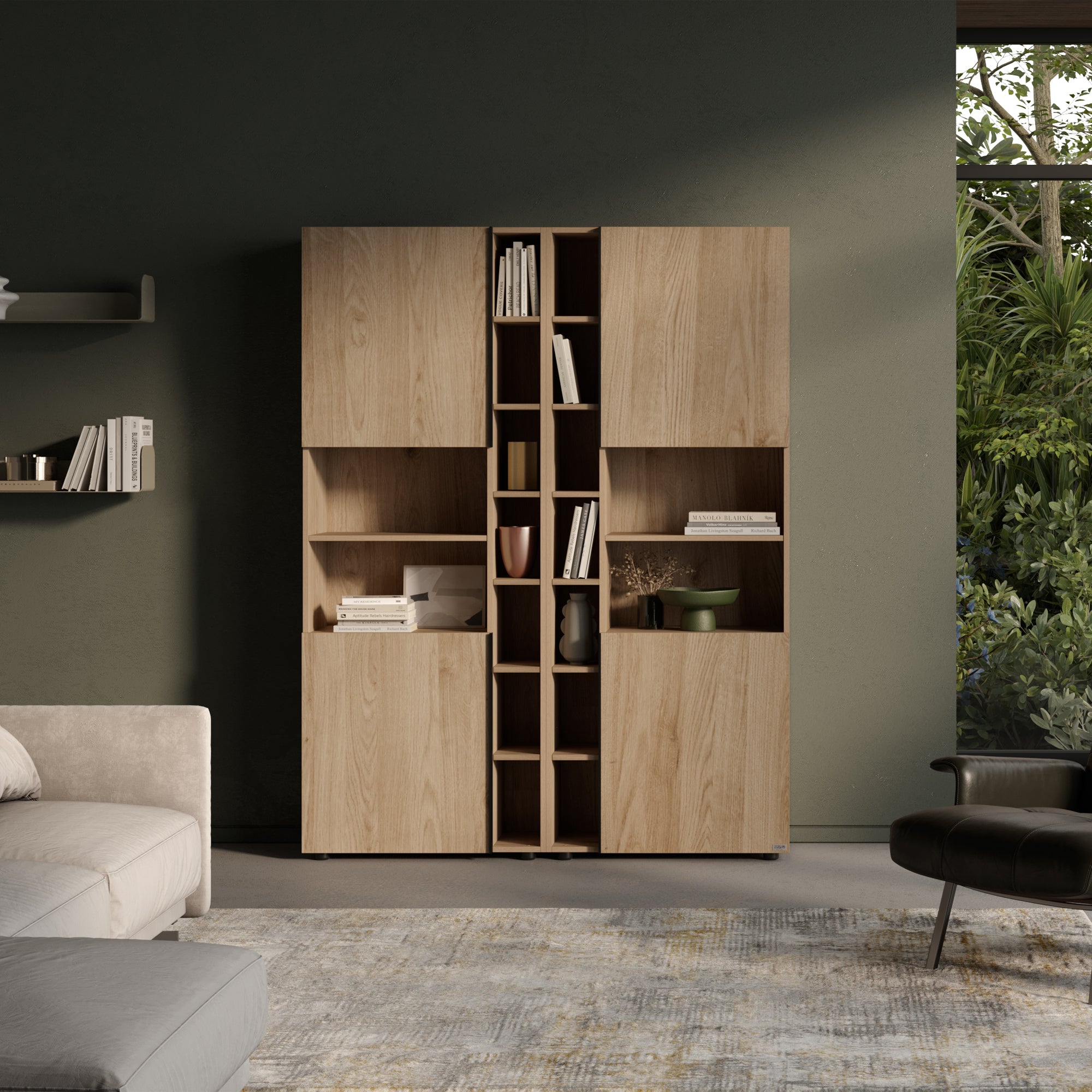 Romina Modular Bookcase (153,6 x 200 cm), Light Oak - Set image 1