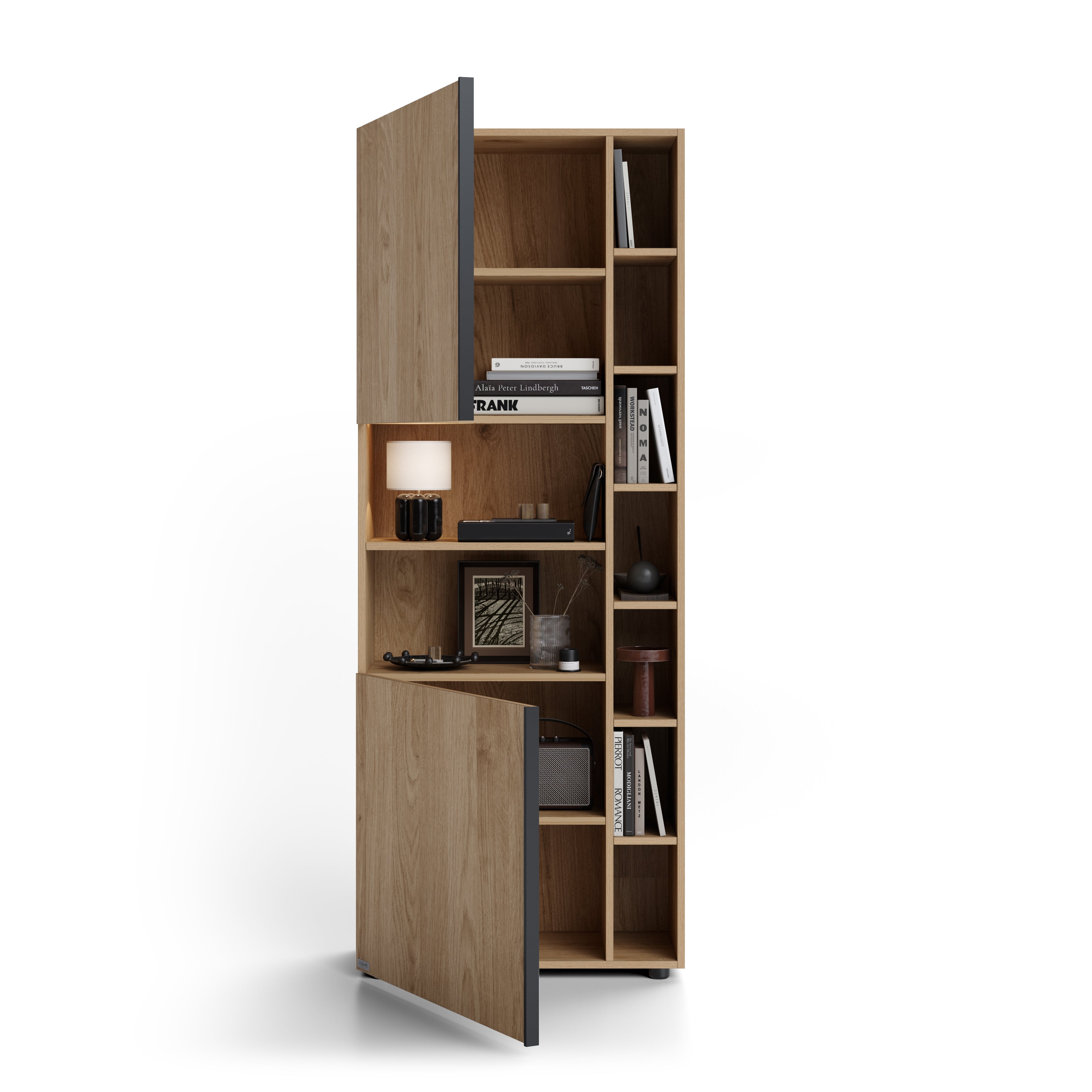 Modulares Bücherregal Romina (76,8 x 200 cm), Wildeiche