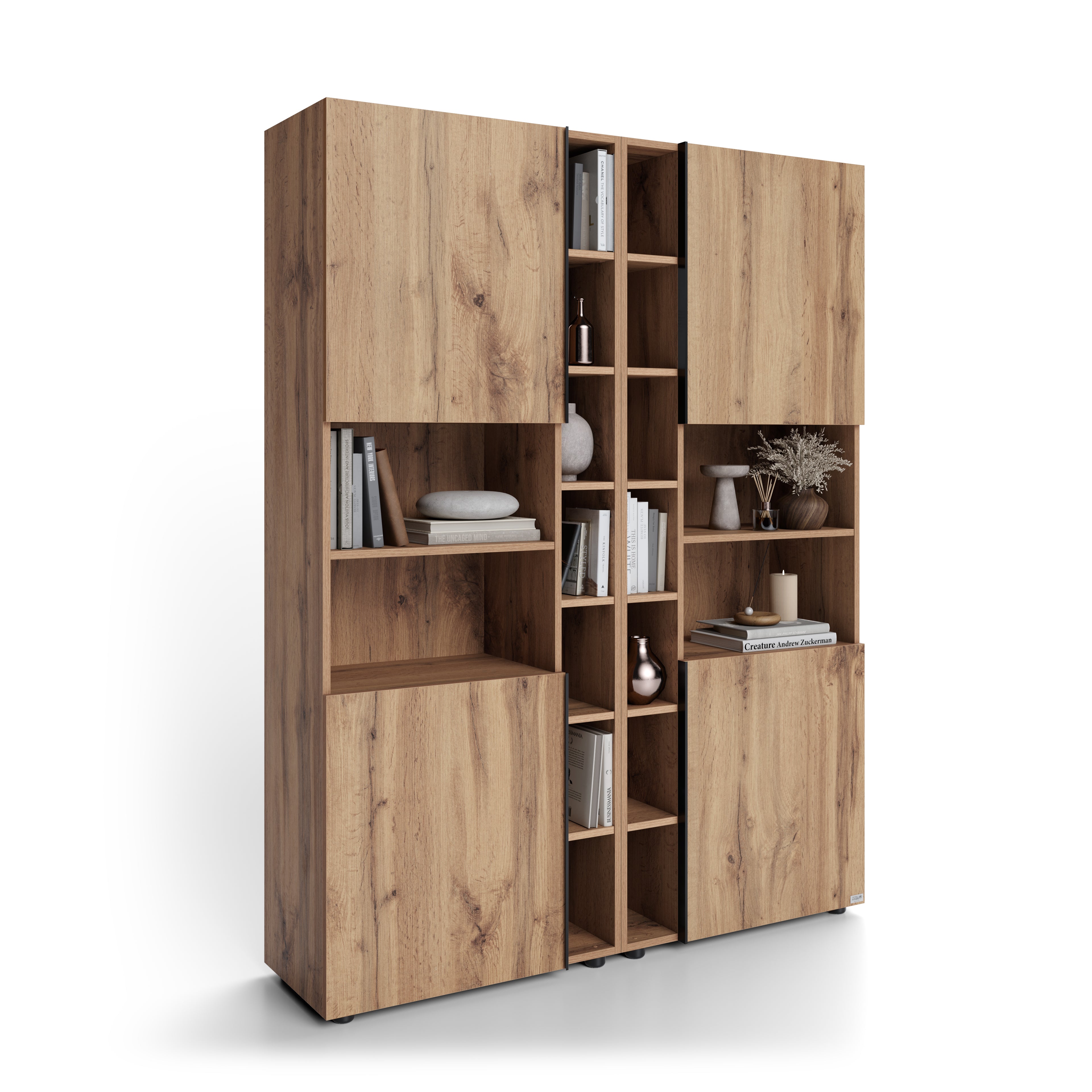 Modulares Bücherregal Romina (153,6 x 200 cm), Rustikale Eiche