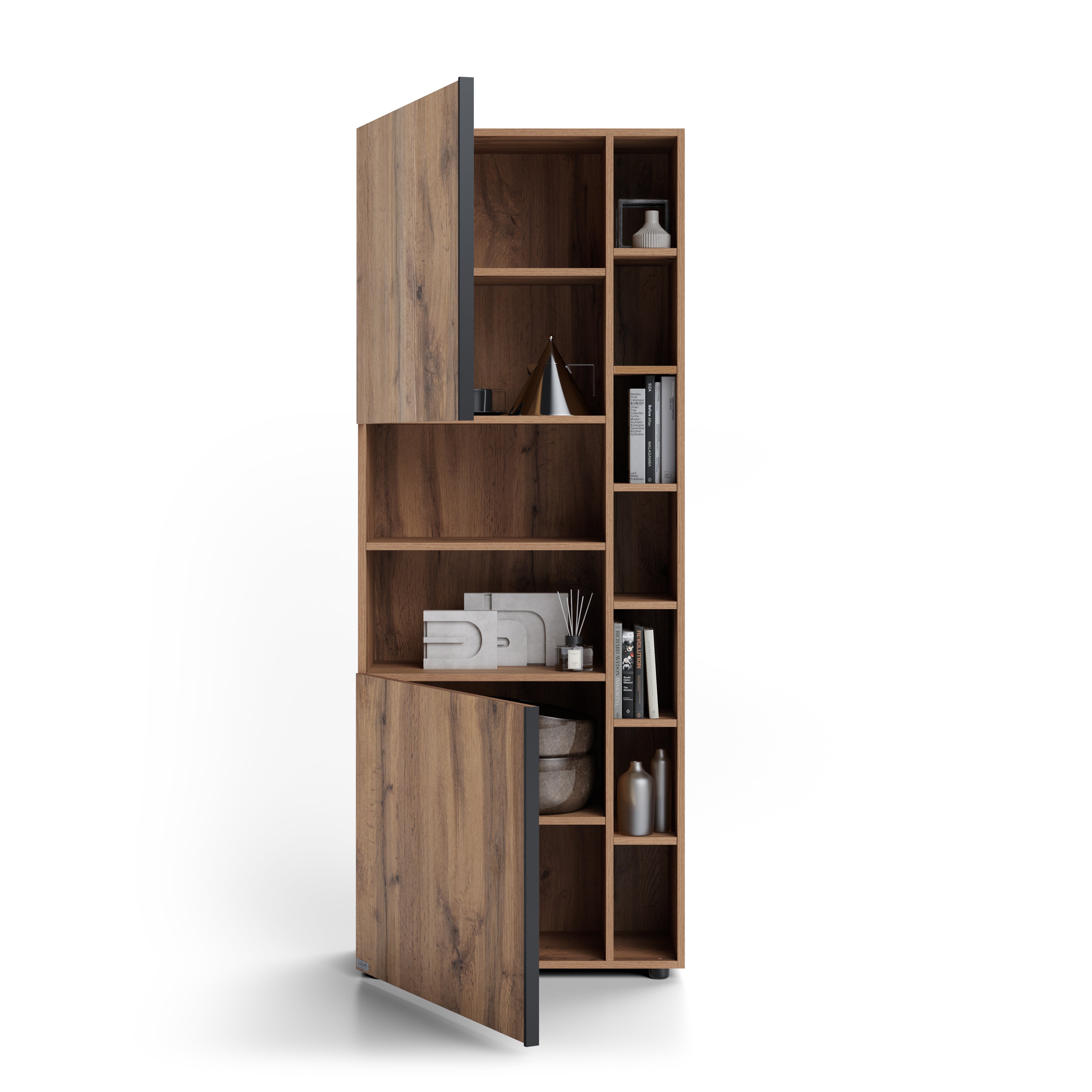 Modulares Bücherregal Romina (76,8 x 200 cm), Rustikale Eiche