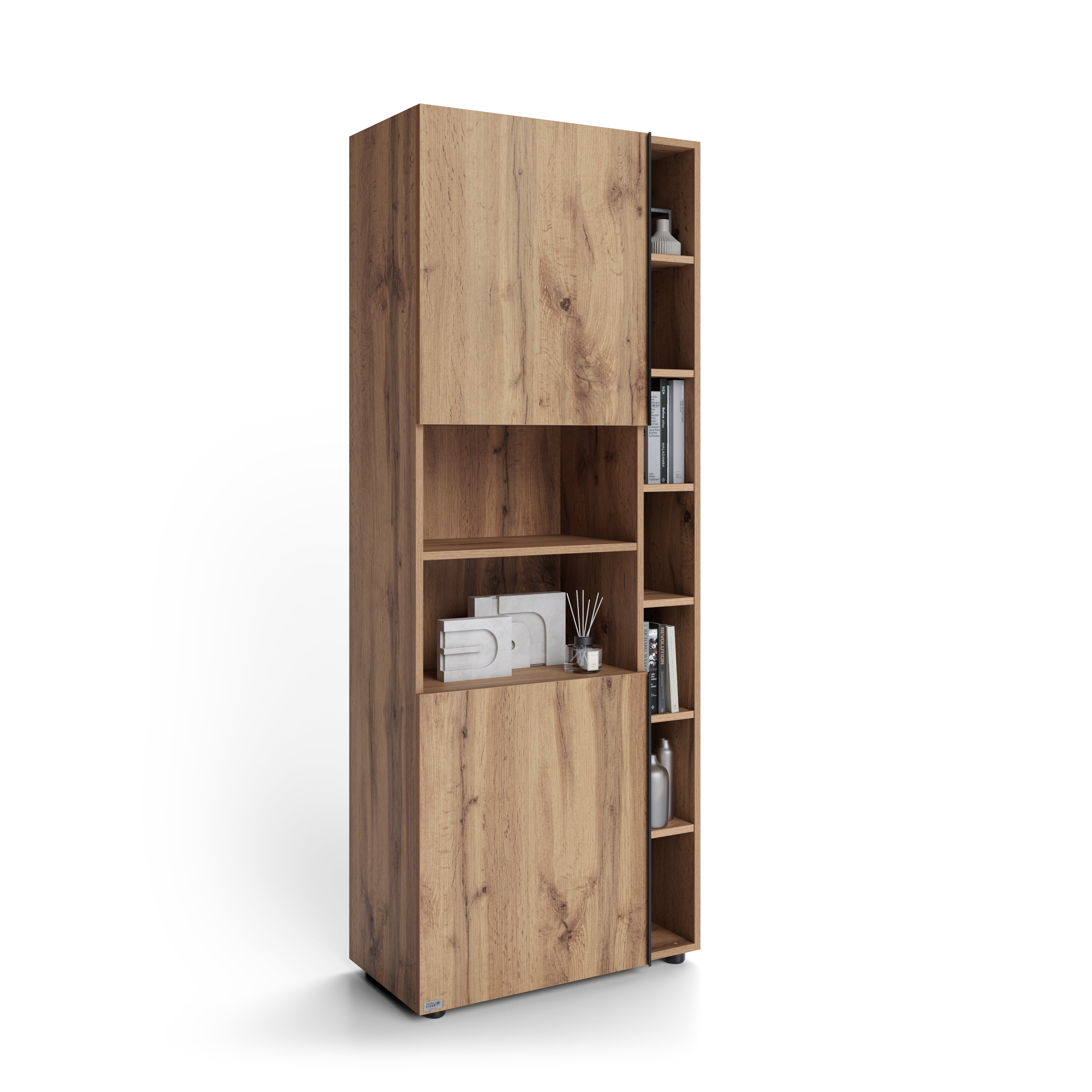 Modulares Bücherregal Romina (76,8 x 200 cm), Rustikale Eiche