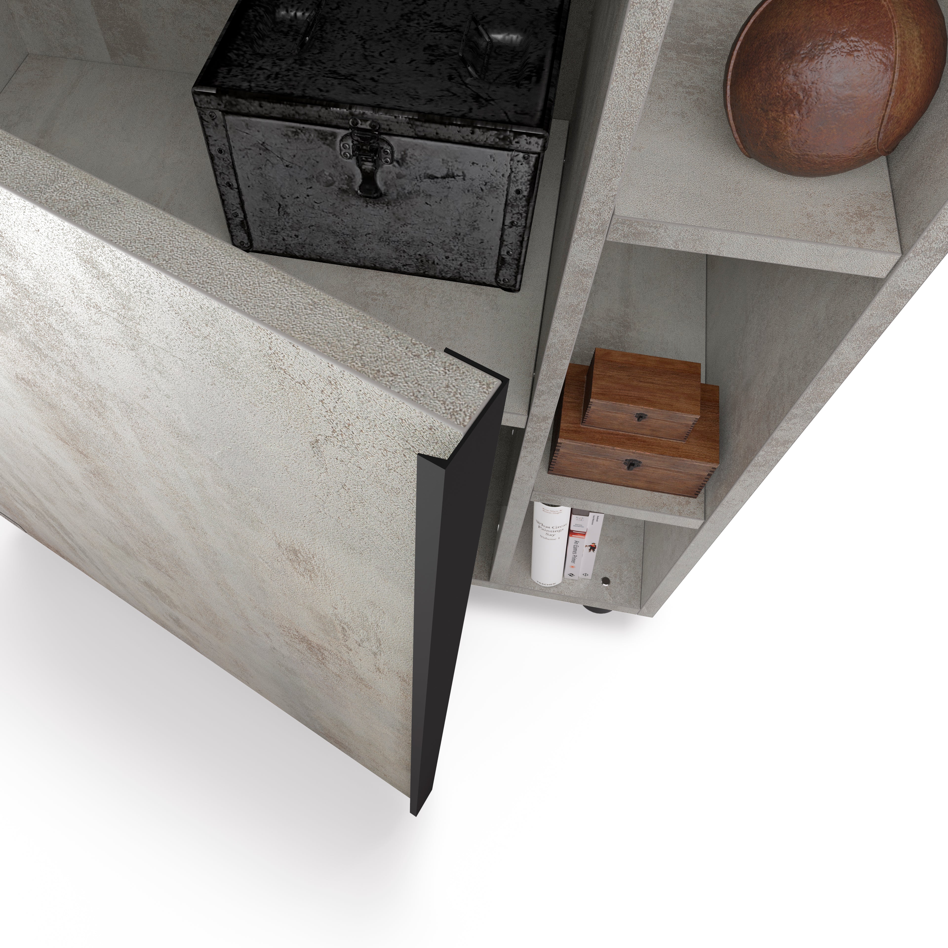 Libreria Componibile Romina (76,8 x 173,6 cm), Grigio Cemento - Immagine dettaglio 3