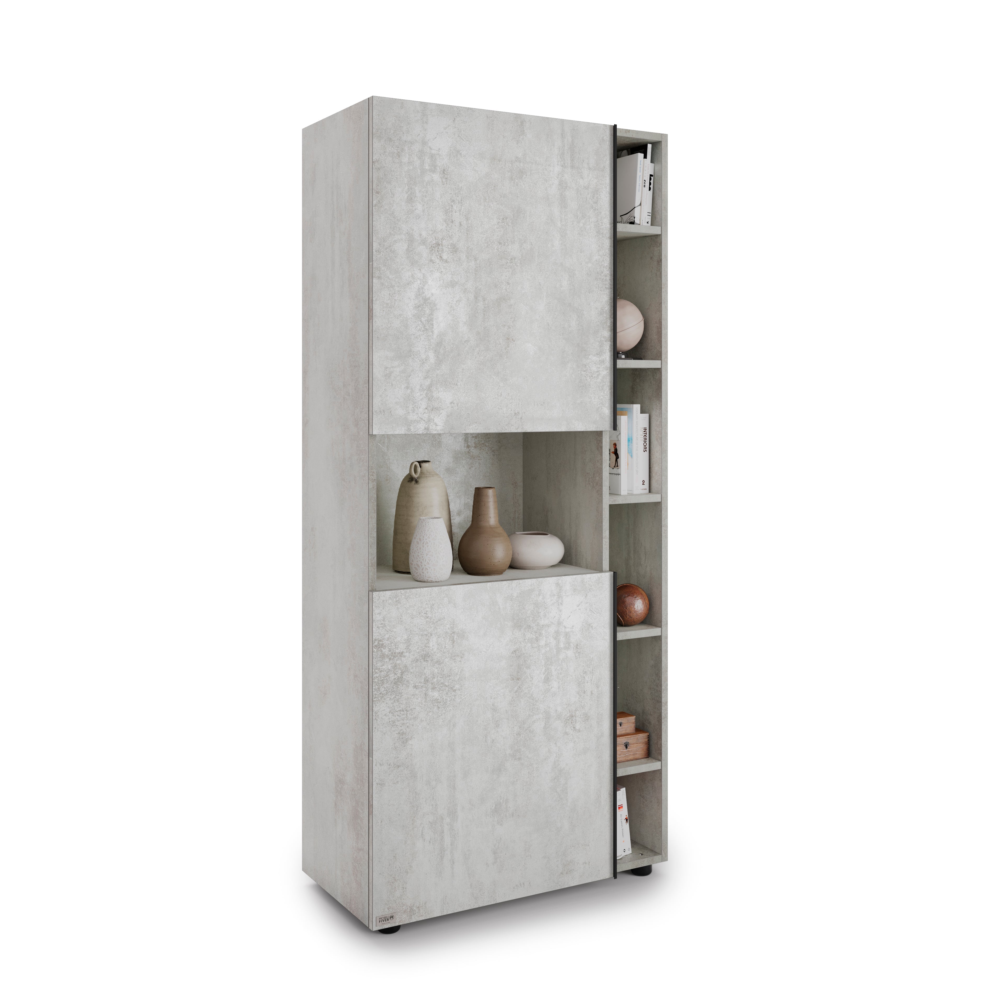 Libreria Componibile Romina (76,8 x 173,6 cm), Grigio Cemento - Immagine principale