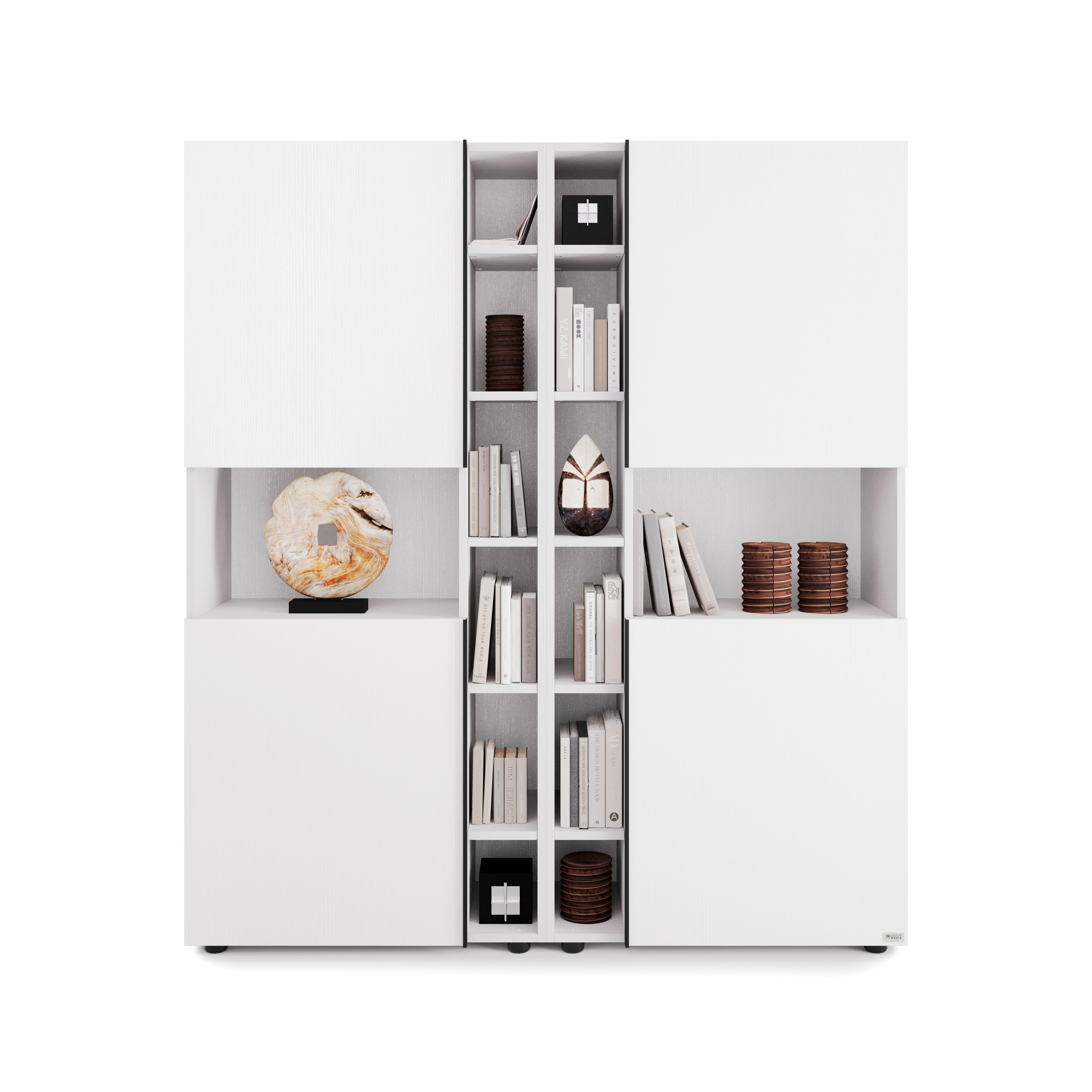 Modulares Bücherregal Romina (153,6 x 173,6 cm), Esche Weiß