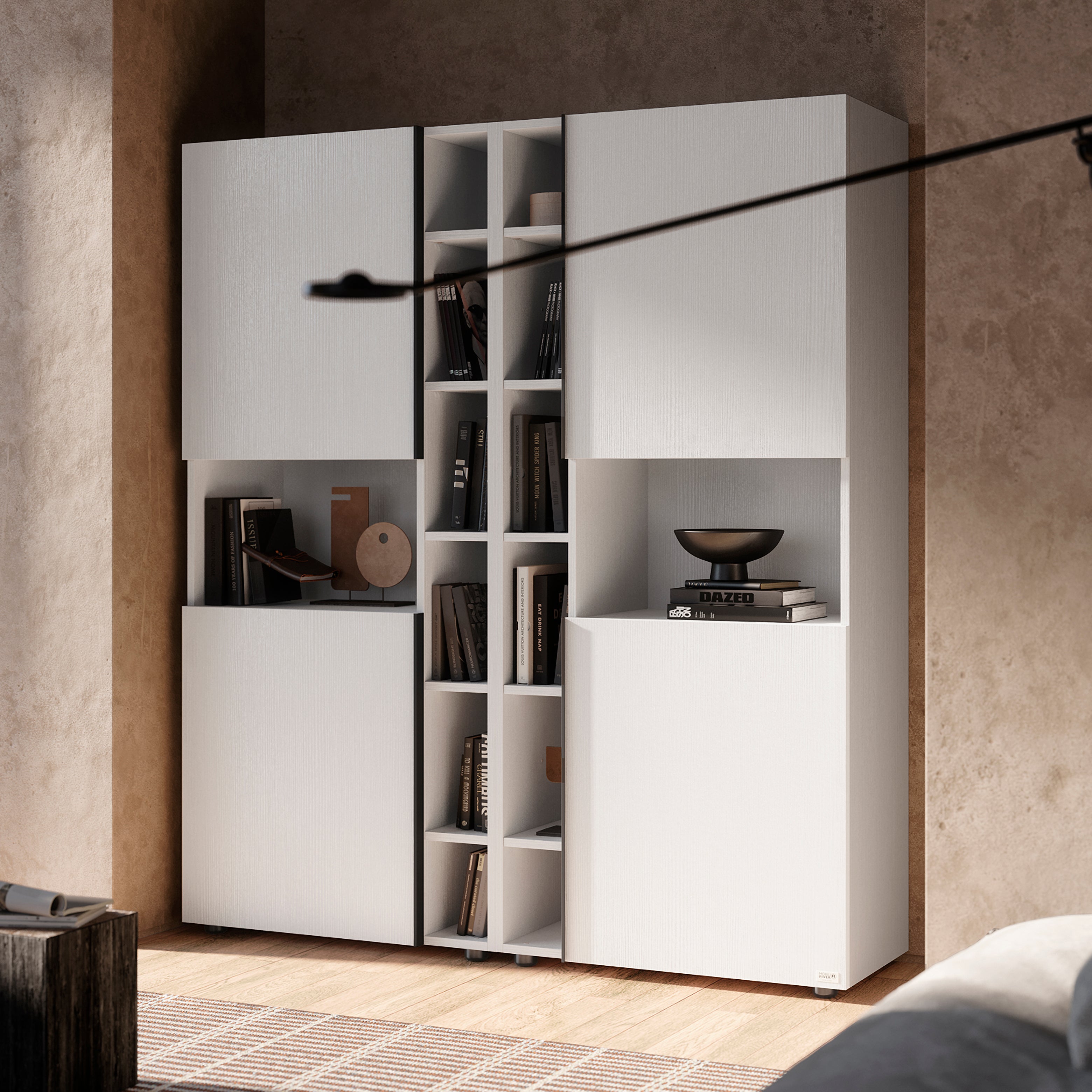 Modulares Bücherregal Romina (153,6 x 173,6 cm), Esche Weiß - Detail image 4