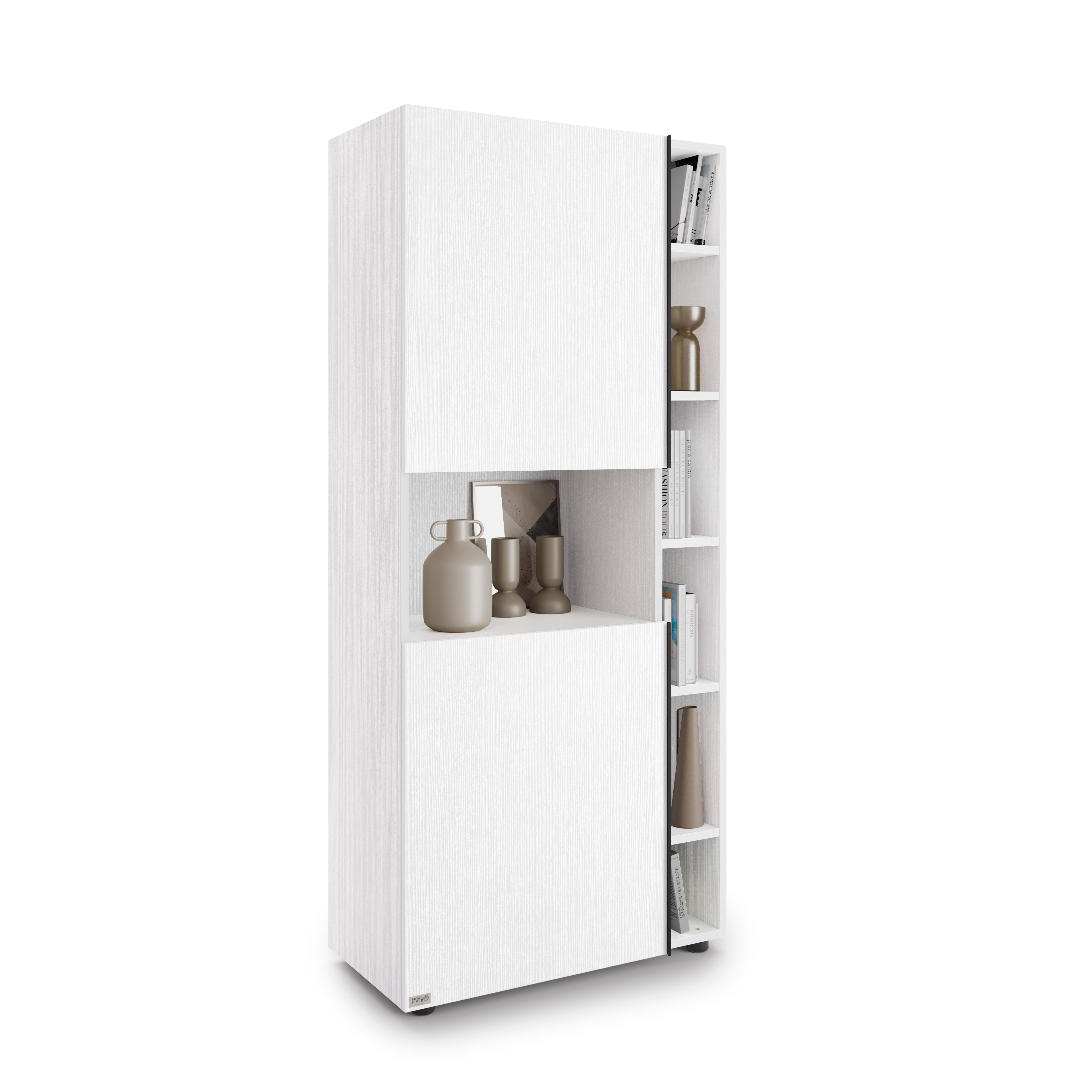 Libreria Componibile Romina (76,8 x 173,6 cm), Bianco Frassino - Immagine principale